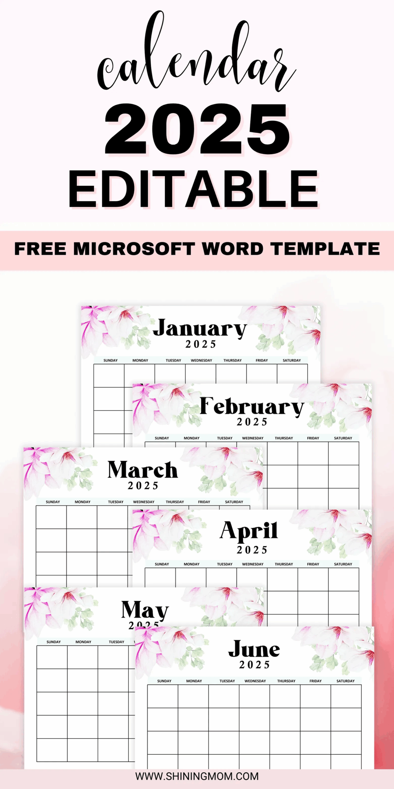 Editable Calendar 2025 Template In Word Best Free Download 
