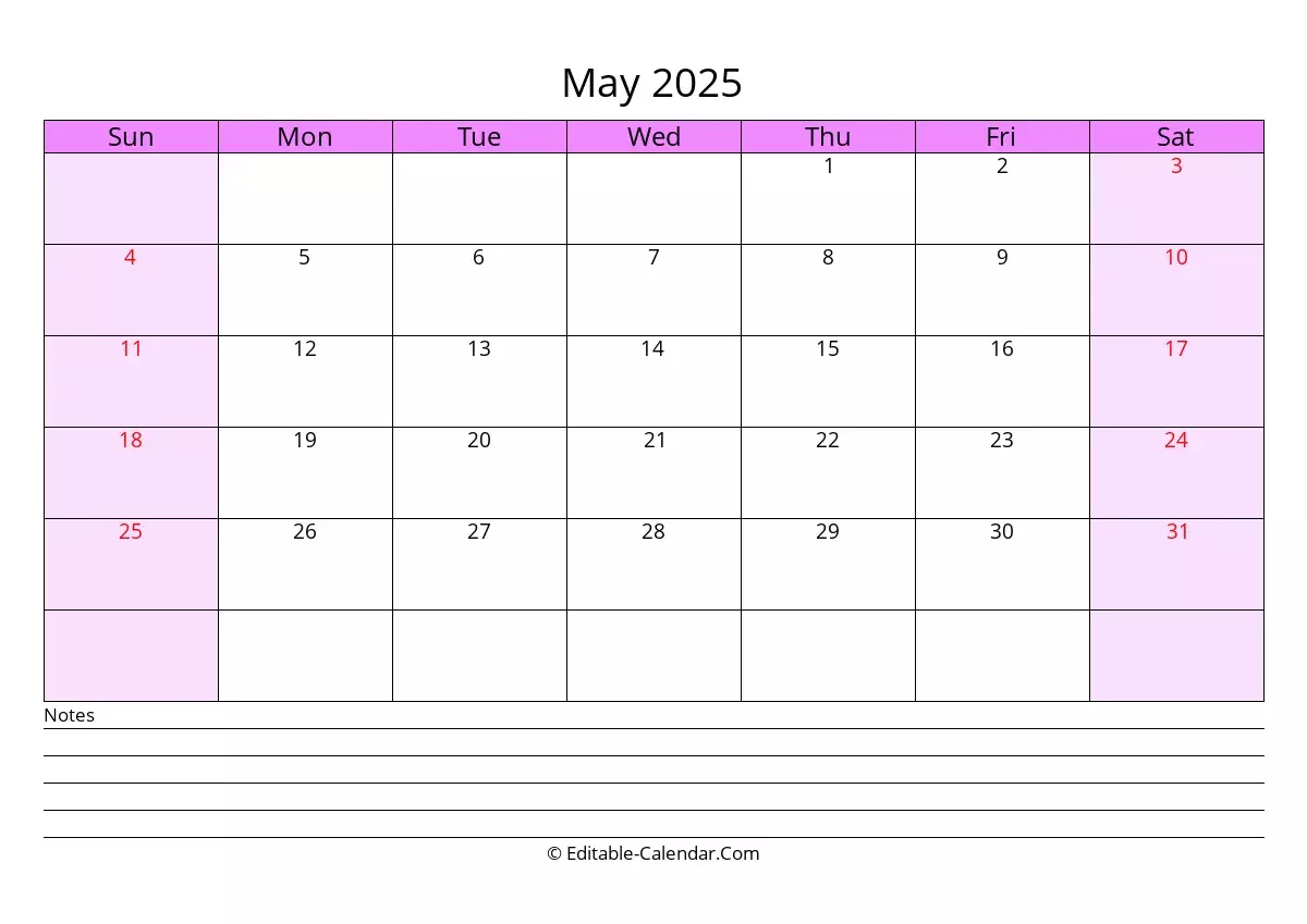 2025 Calendar 2026 Printable Word