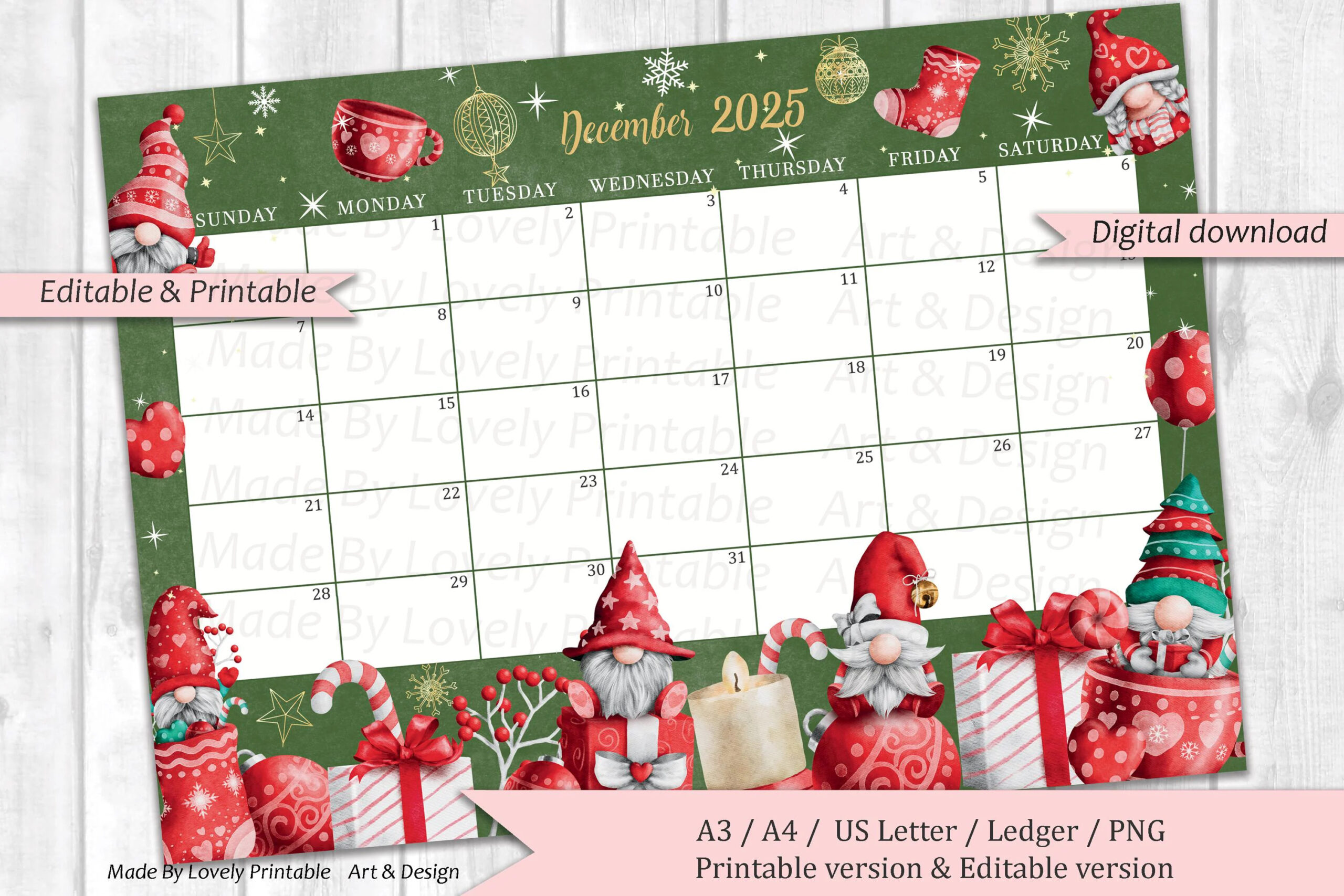 EDITABLE December 2025 Calendar Joyful Merry Christmas Printable Monthly Calendar Christmas Planner Kids School Schedule Instant Downlo Etsy