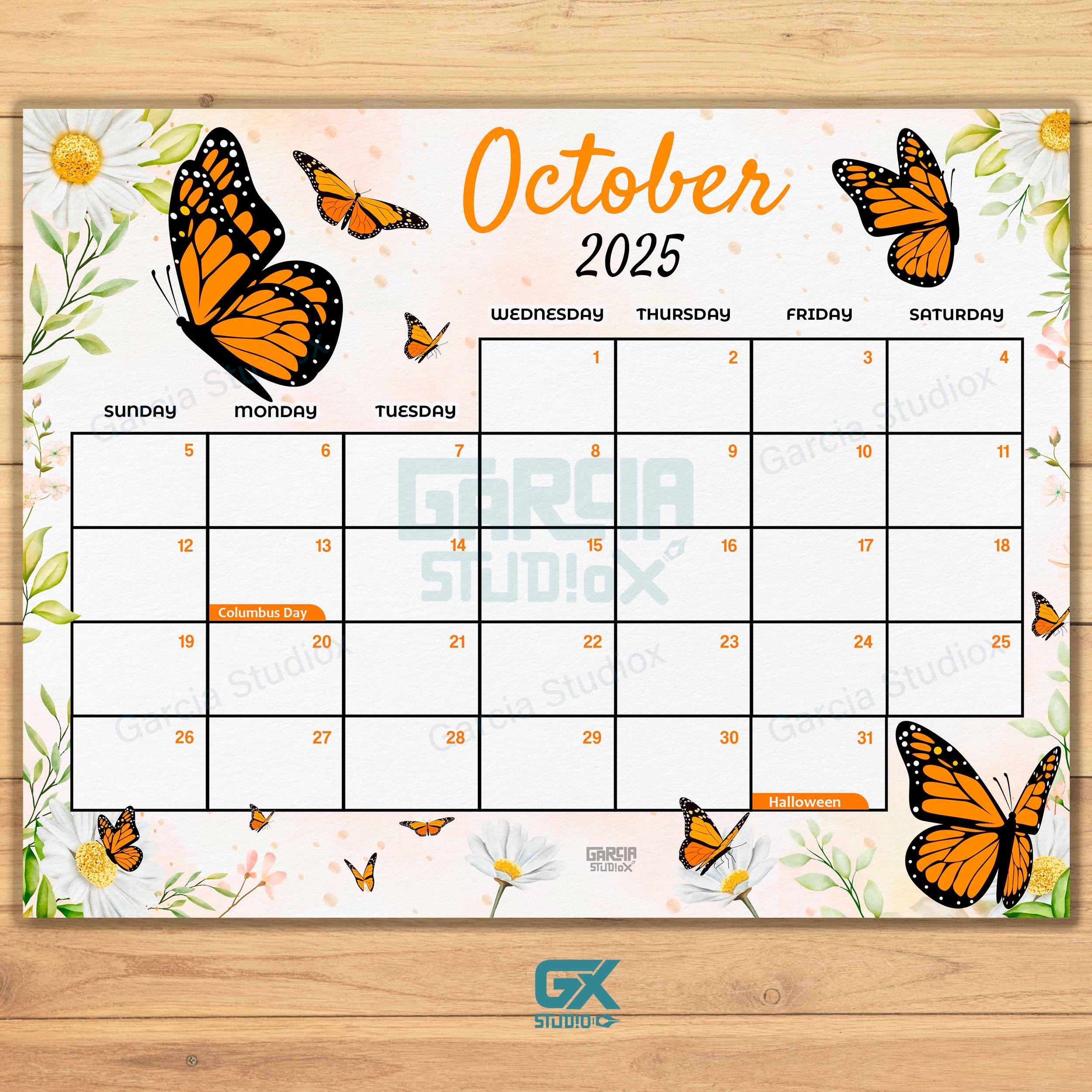 2025 Calendars Printable October
