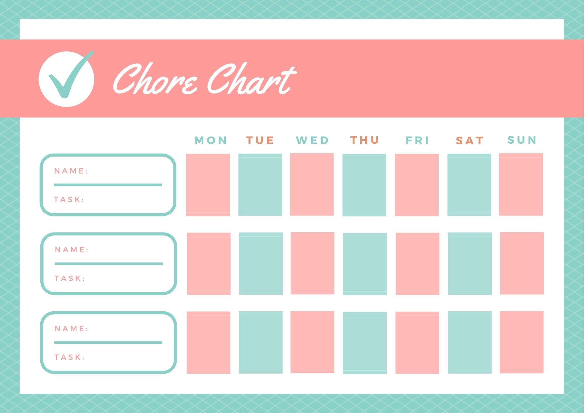 Family Chore Calendar Printable