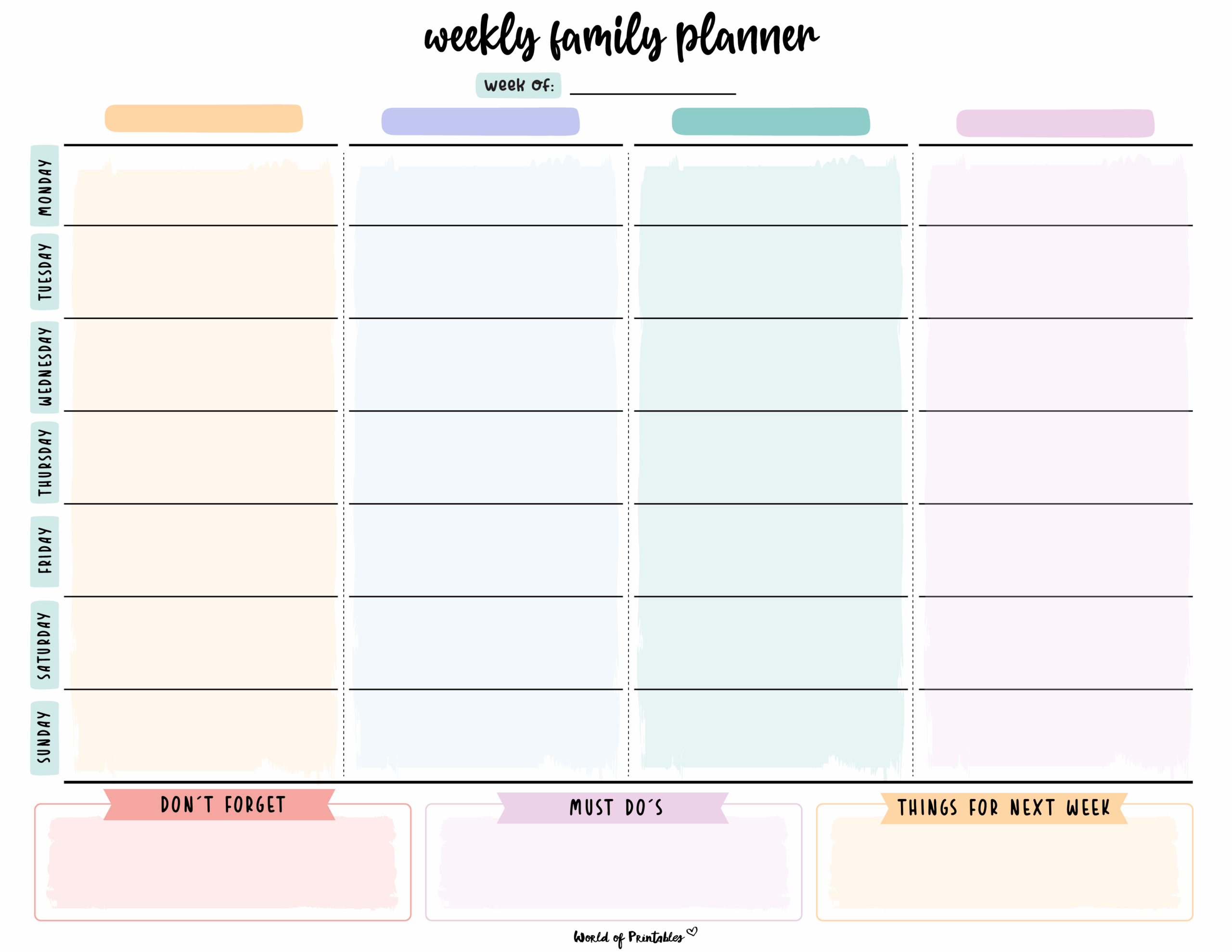 Family Planner World Of Printables