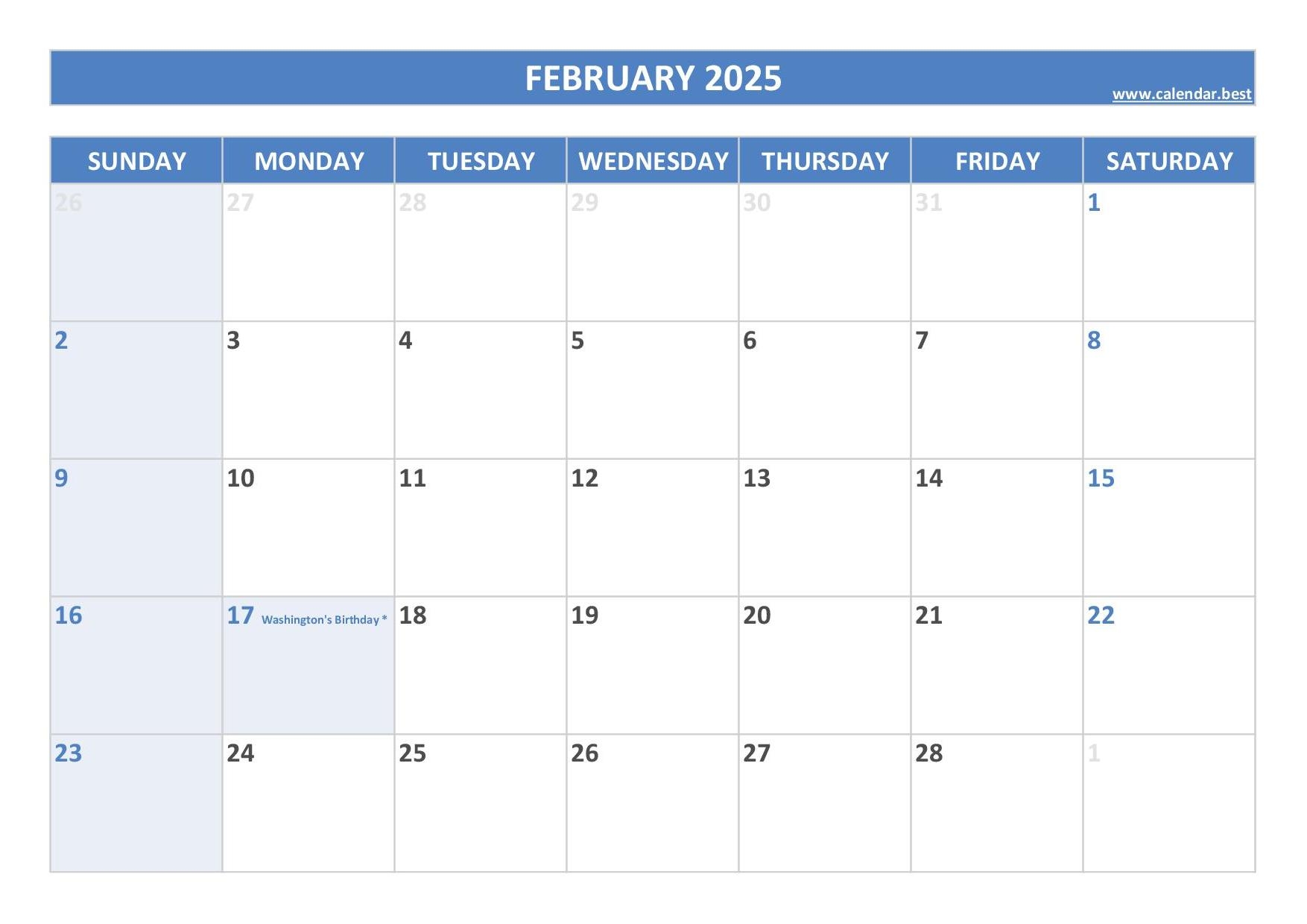 February 2025 Calendar Calendar best February 2025 Calendar Calendar best