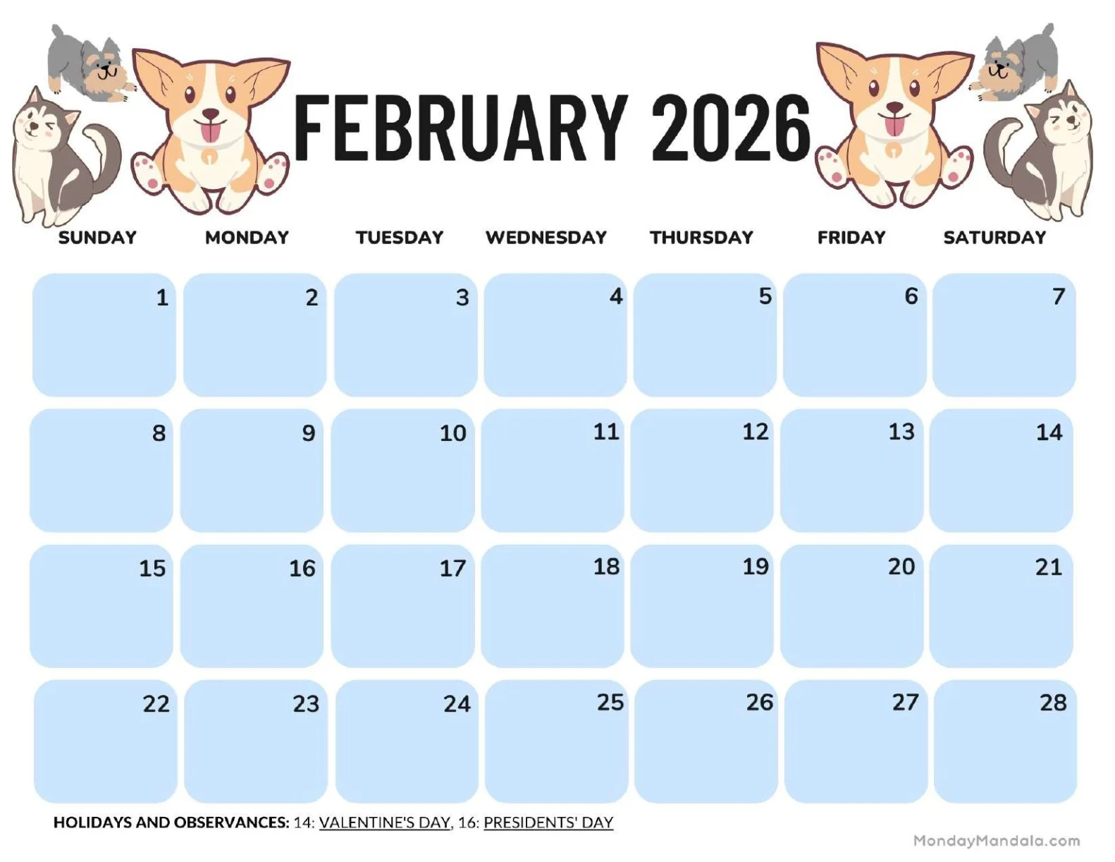 February 2026 Calendars Free PDF Printables February 2026 Calendars Free PDF Printables