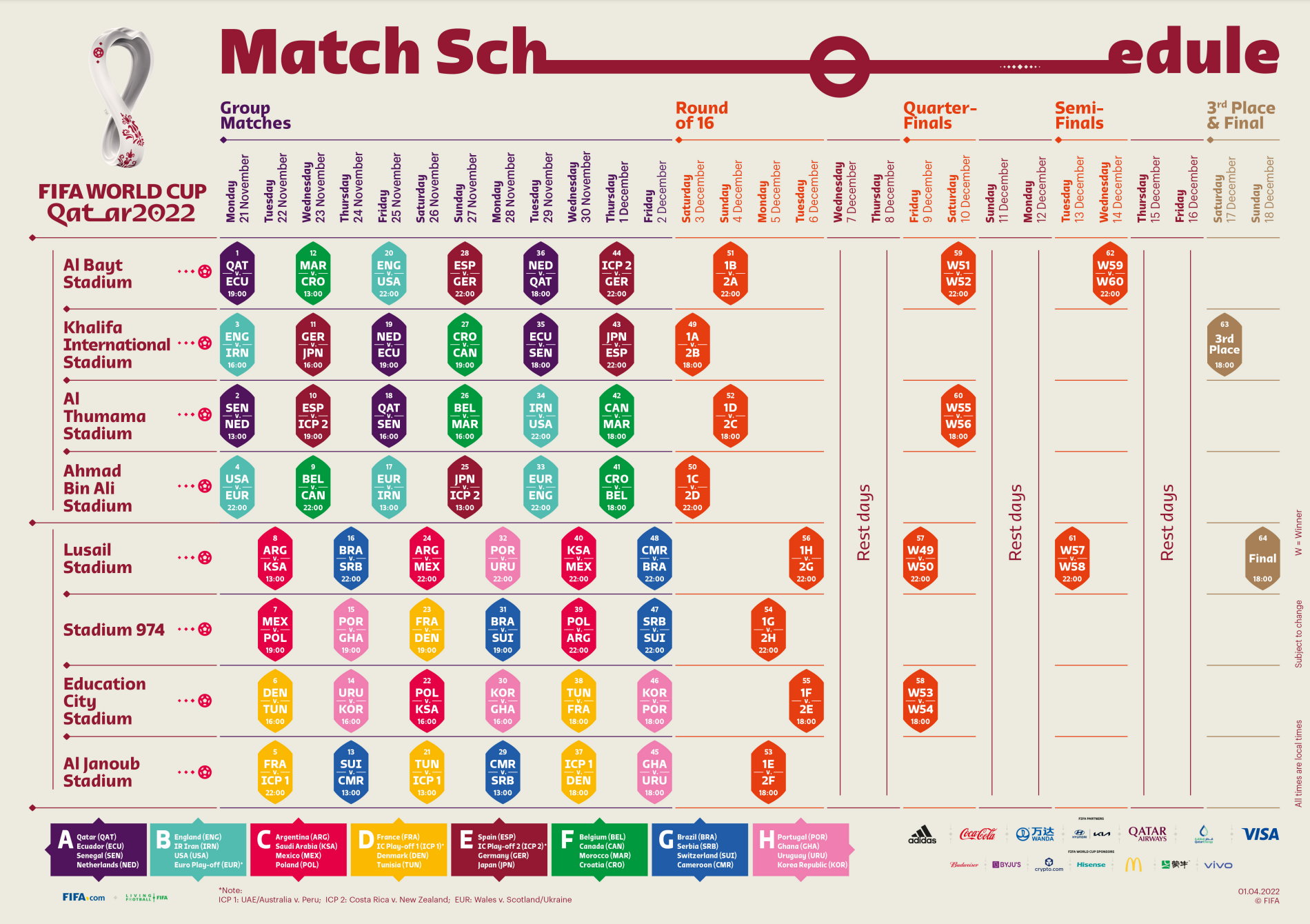 FIFA World Cup 2022 Official Match Schedule R soccer