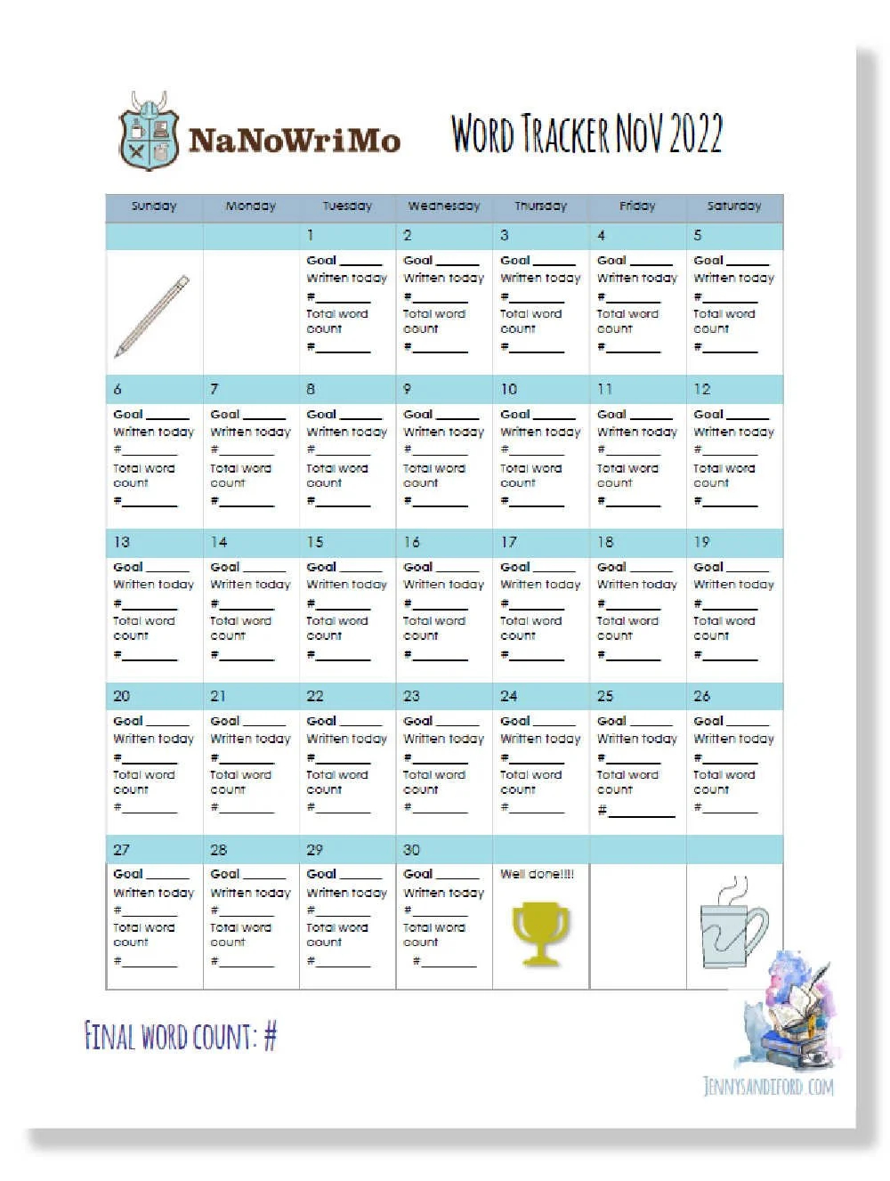 Nanowrimo 2025 Printable Calendar Nanowrimo 2025 Printable Calendar