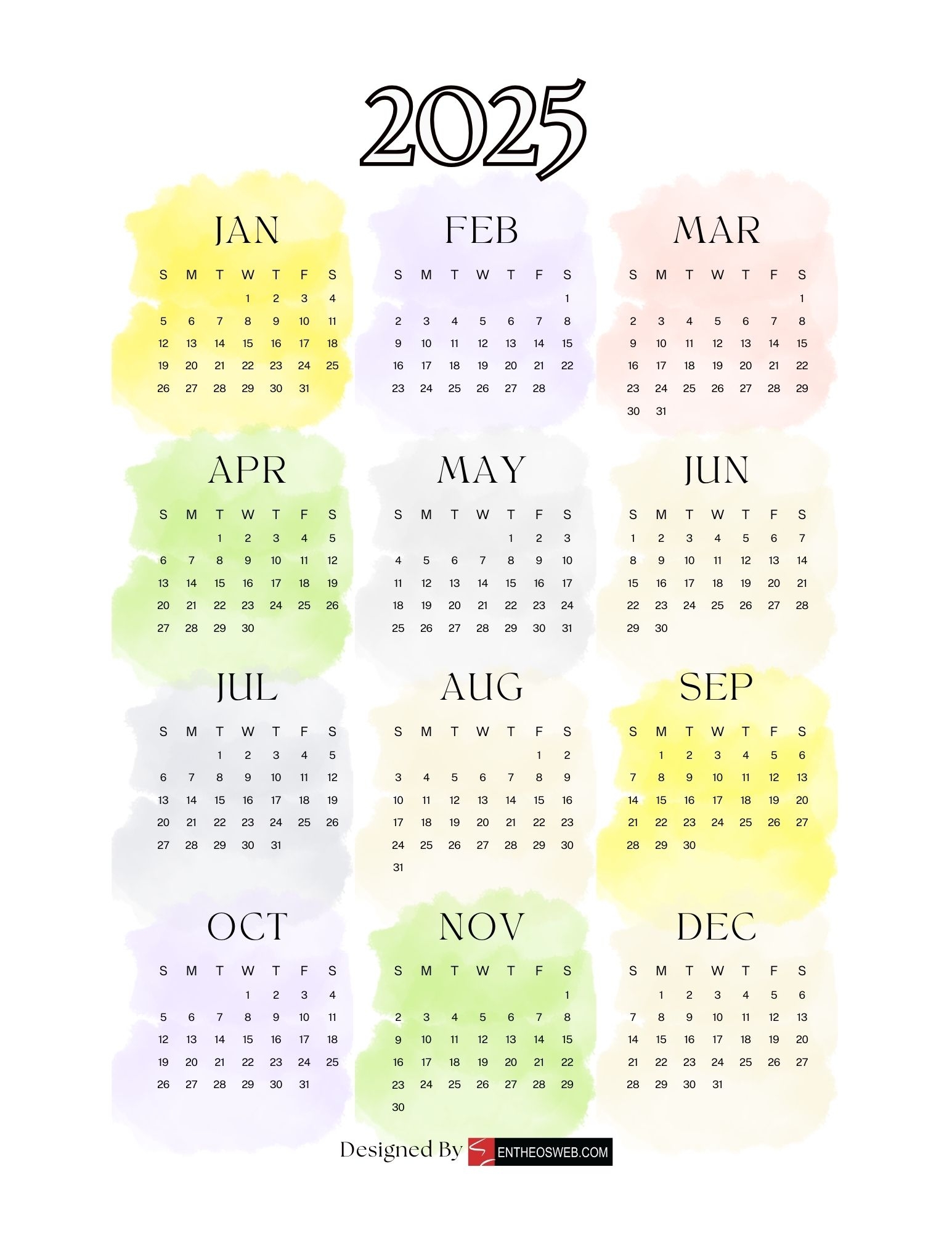 Free 2025 Calendars EntheosWeb
