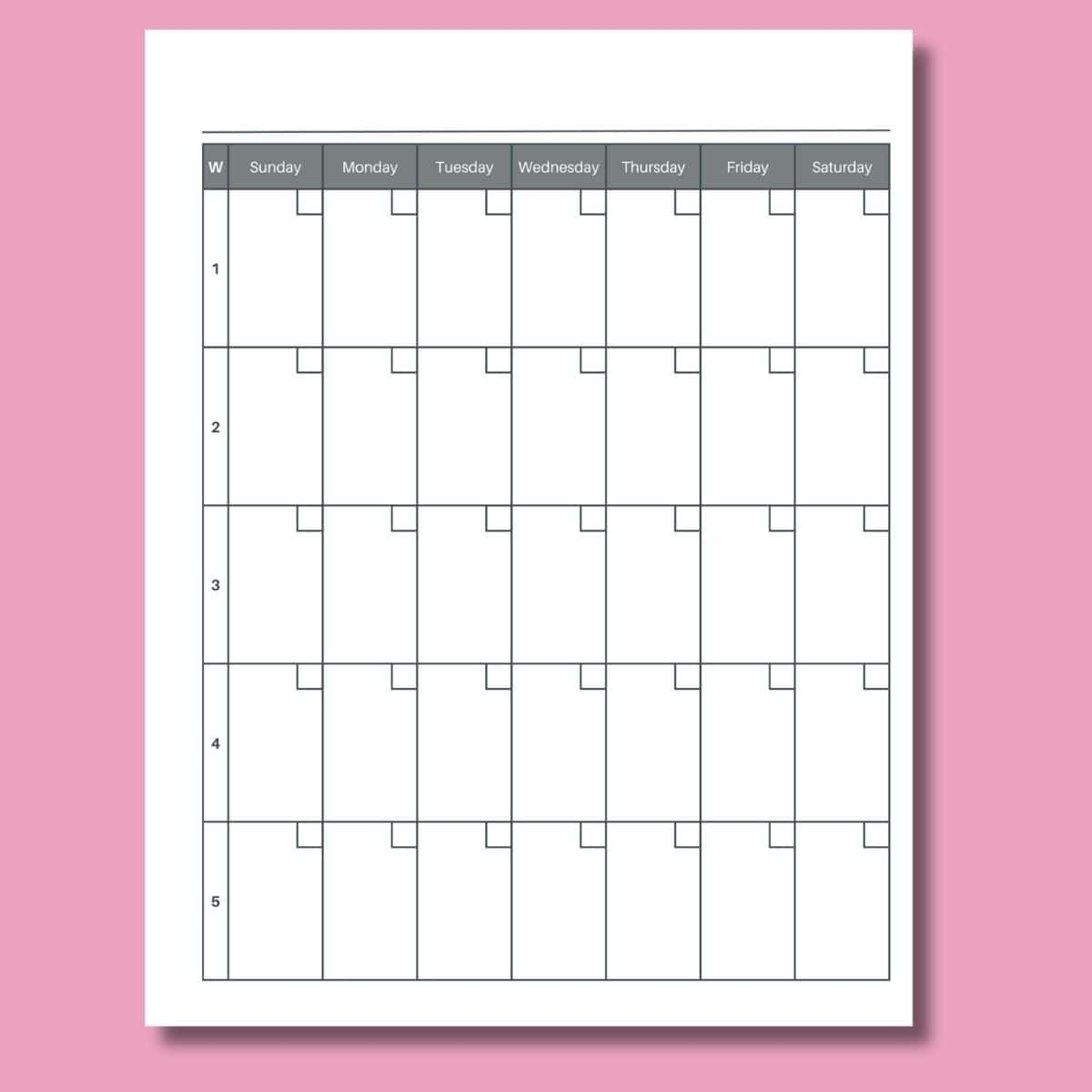 Free 5 Week Calendar Printable PDF Free 5 Week Calendar Printable PDF