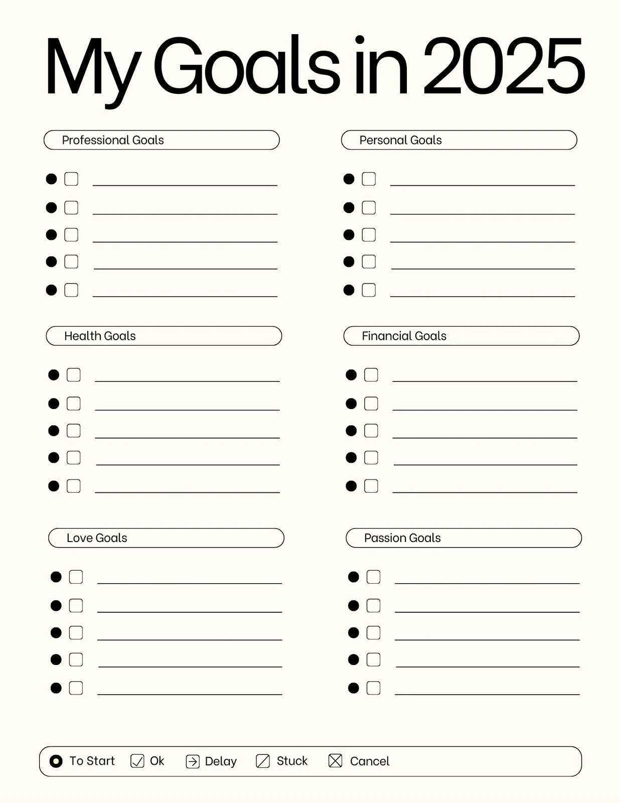 Free And Customizable Goals Templates