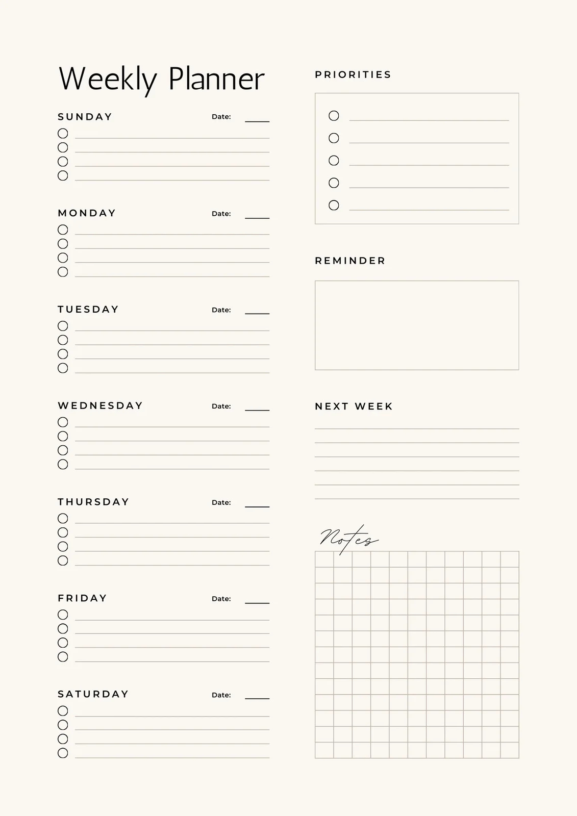 Free And Customizable Weekly Planner Templates Canva