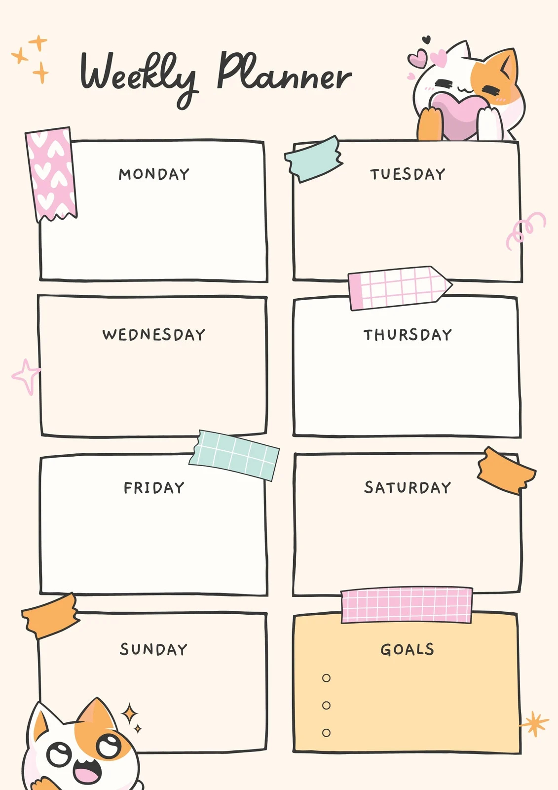 Free And Customizable Weekly Planner Templates Canva
