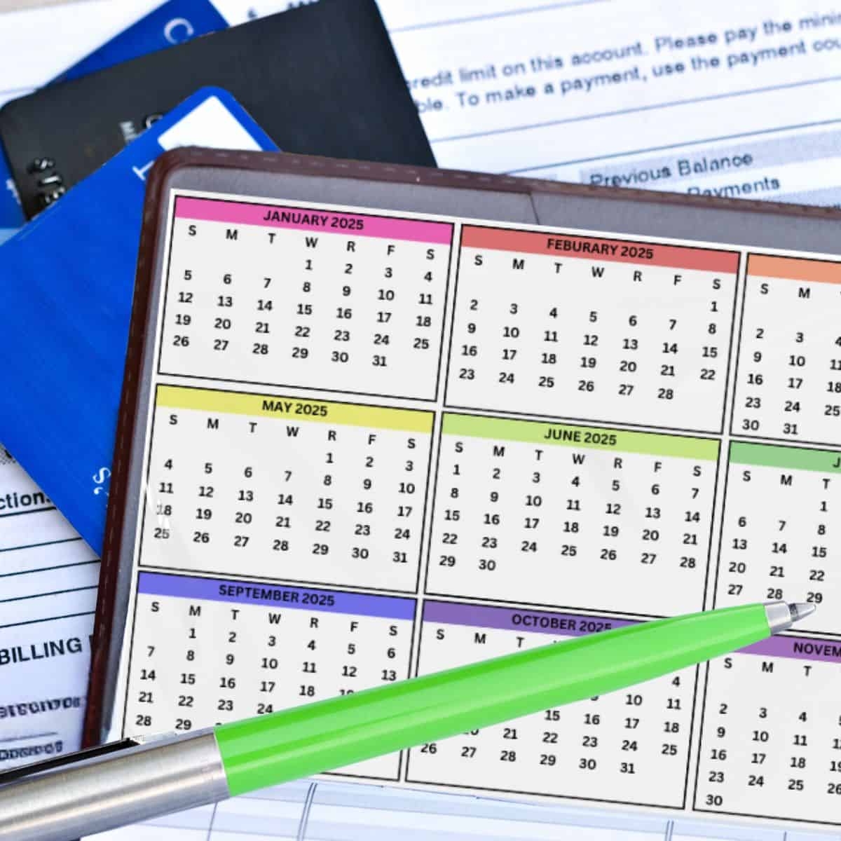 Checkbook Size Calendar Printable