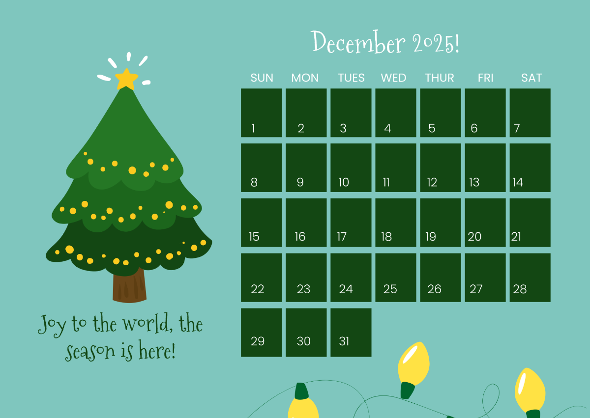 Christmas Countdown Printable Calendar 2025