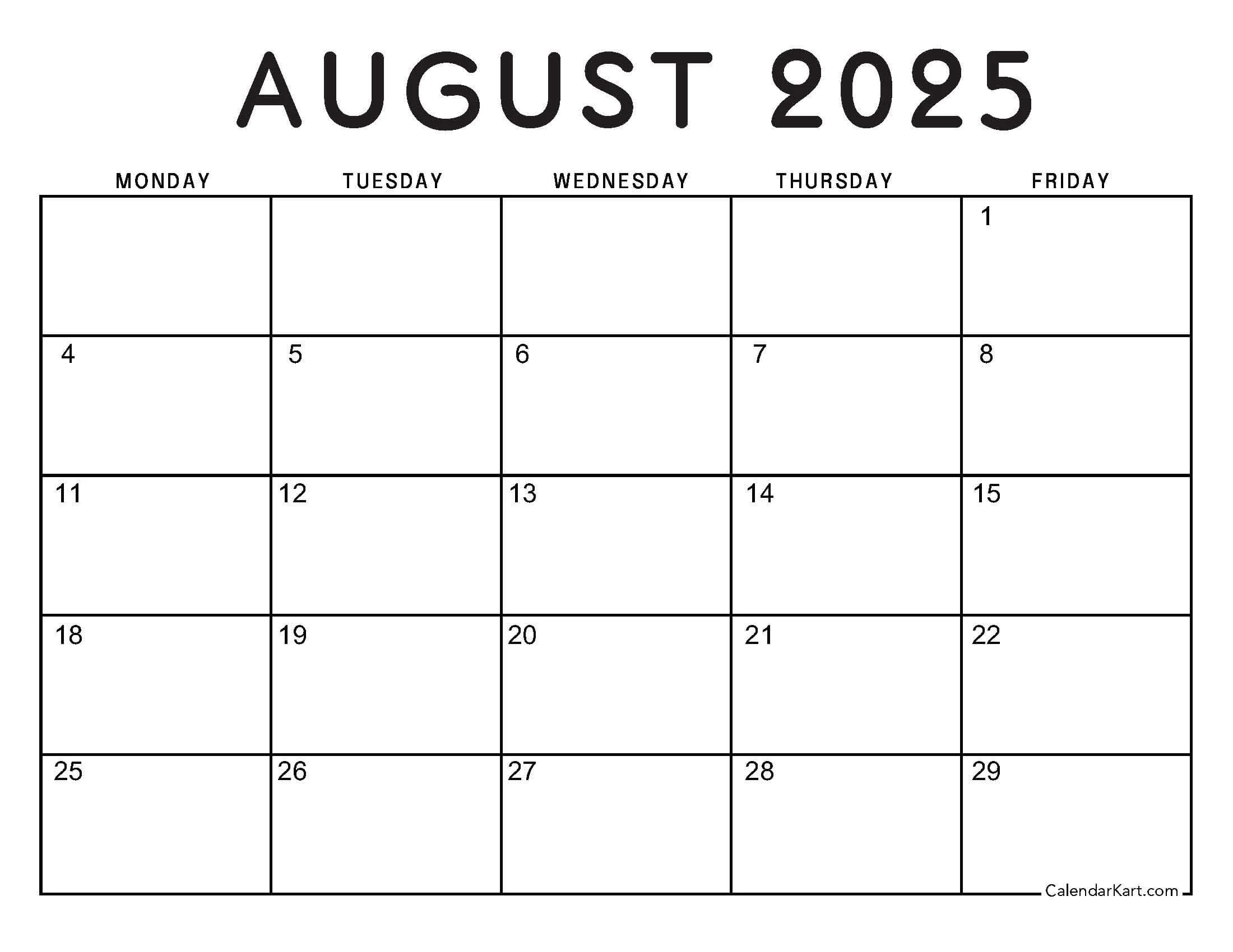 Free Cute Printable August 2025 Calendars CalendarKart