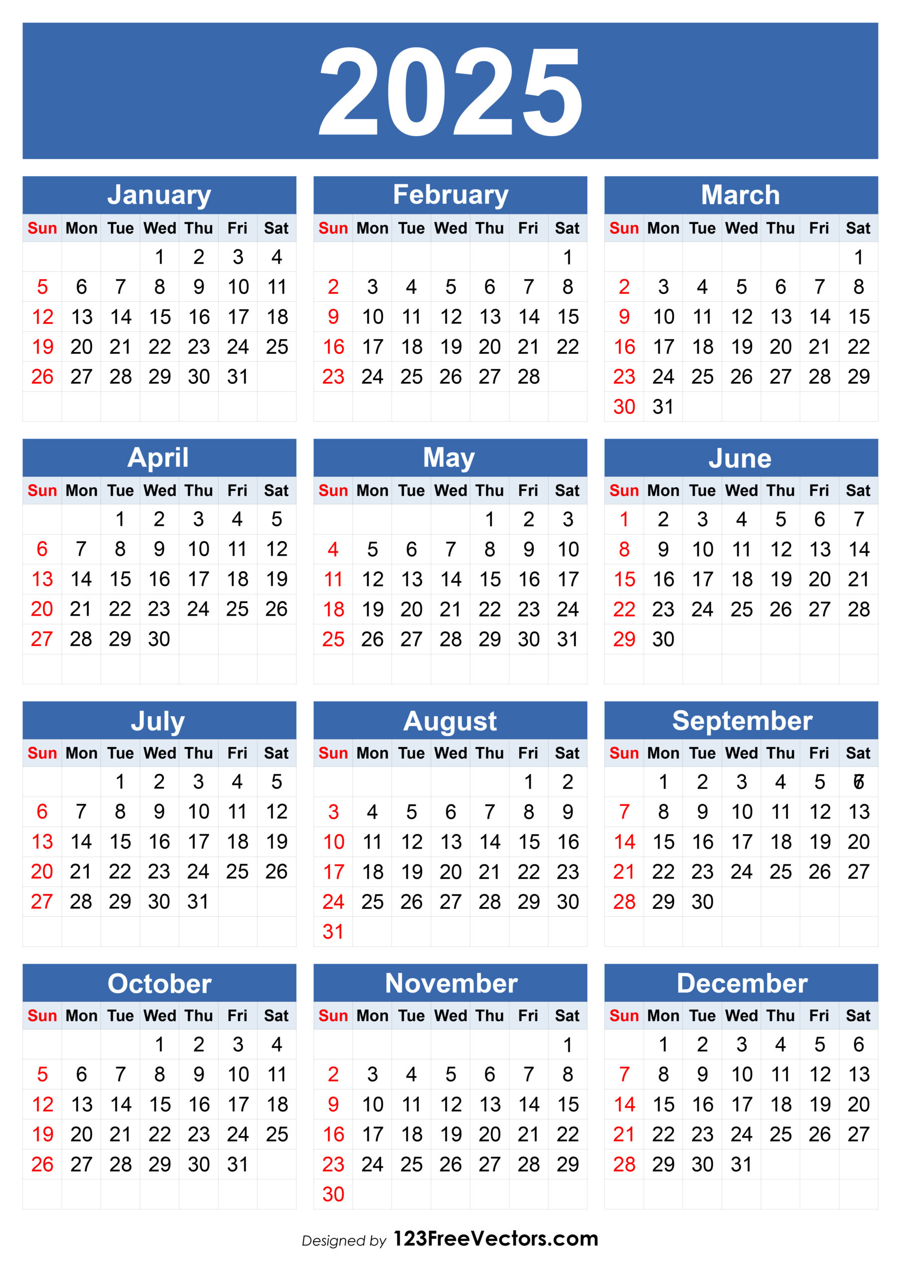 Free Editable And Printable 2025 Calendar