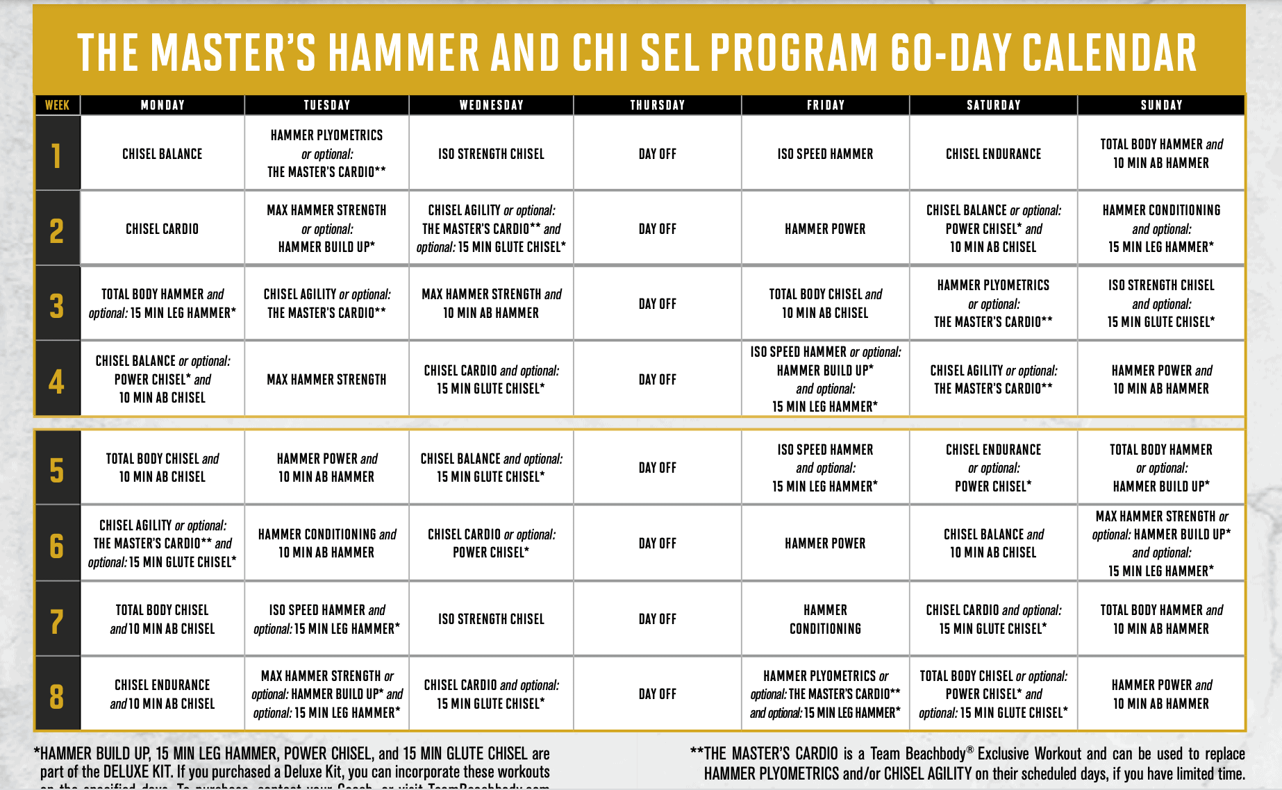 Printable Calendar Of Hammer And Chisel