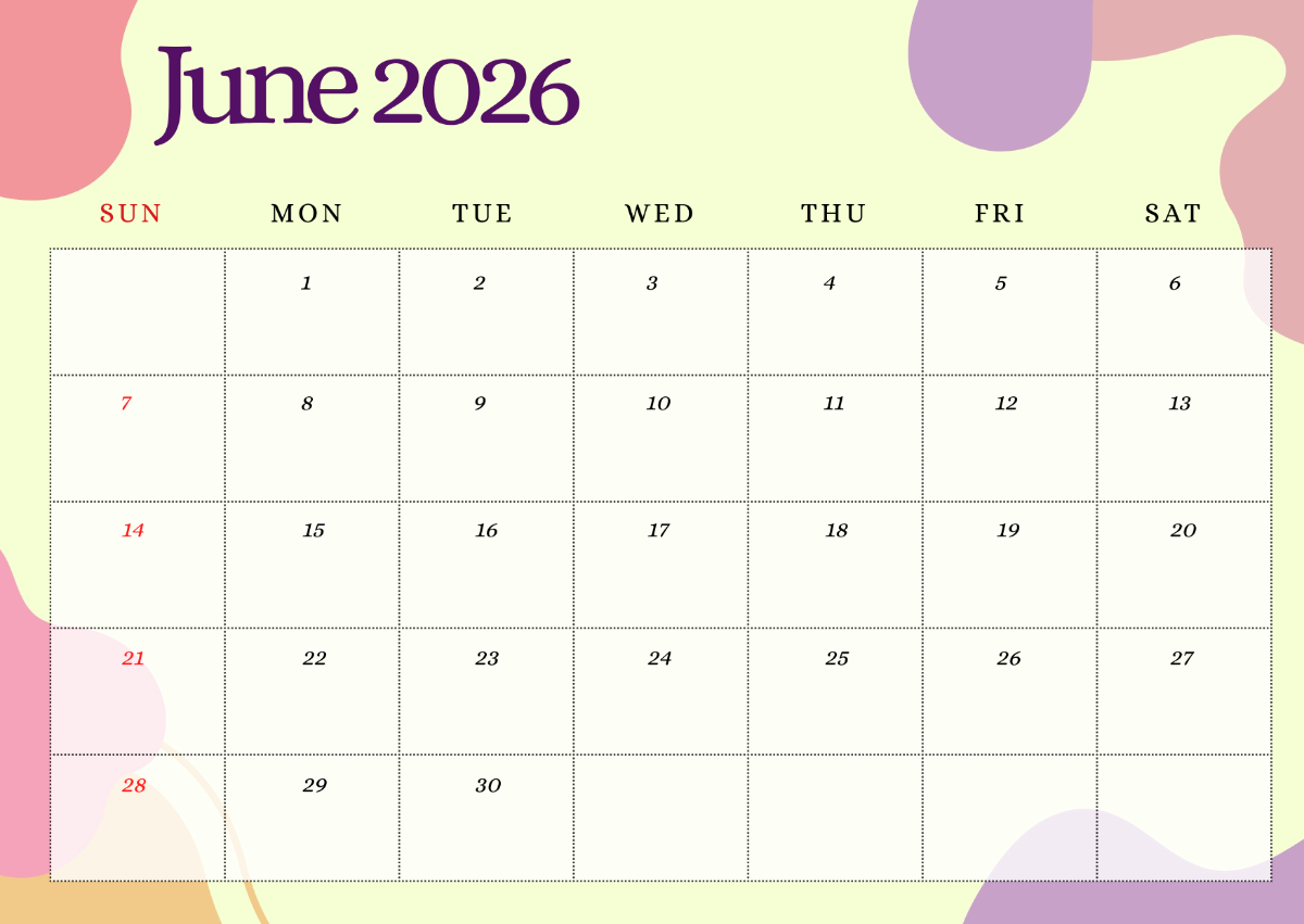 Printable Lunar Calendar June 2026