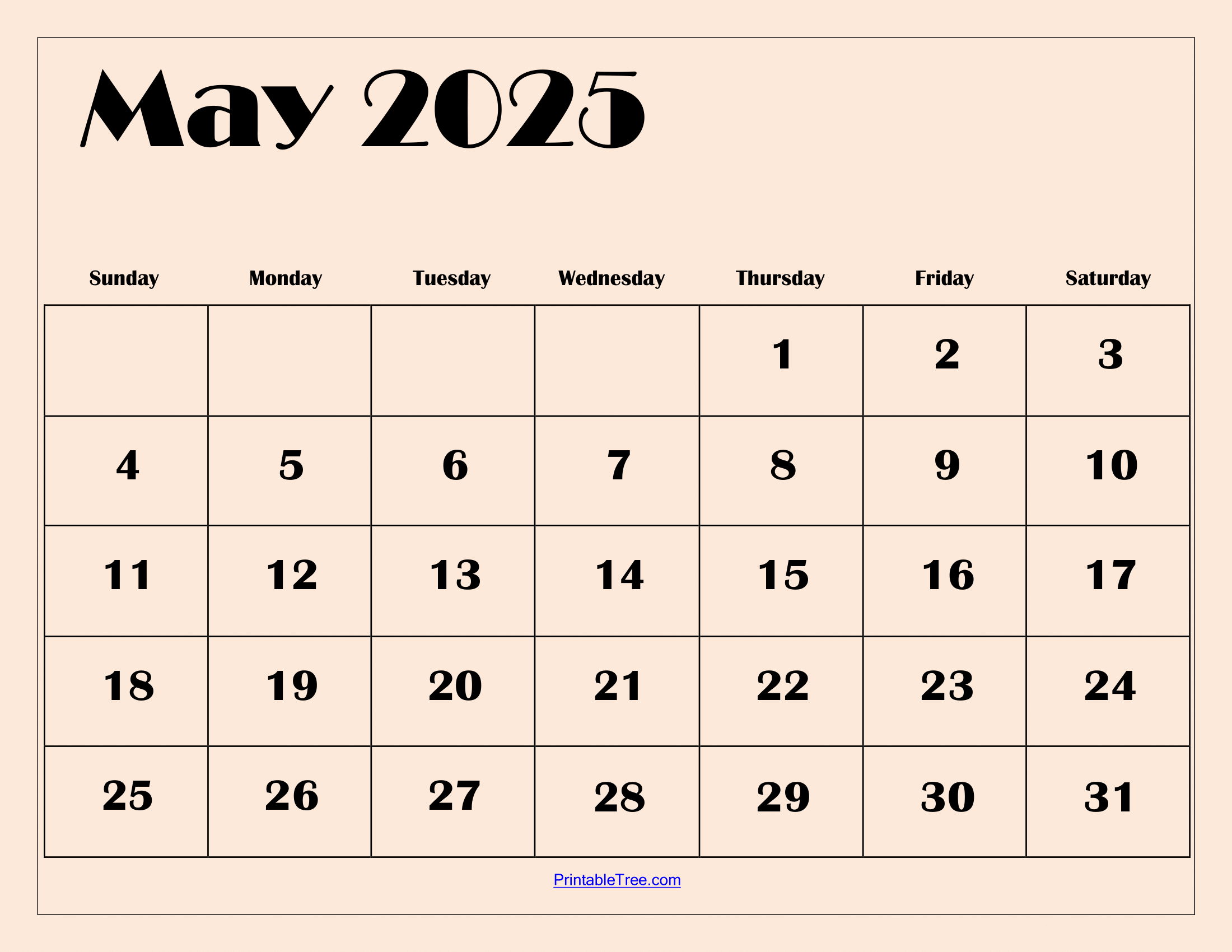 2025 Calendar Printable Free Monthly