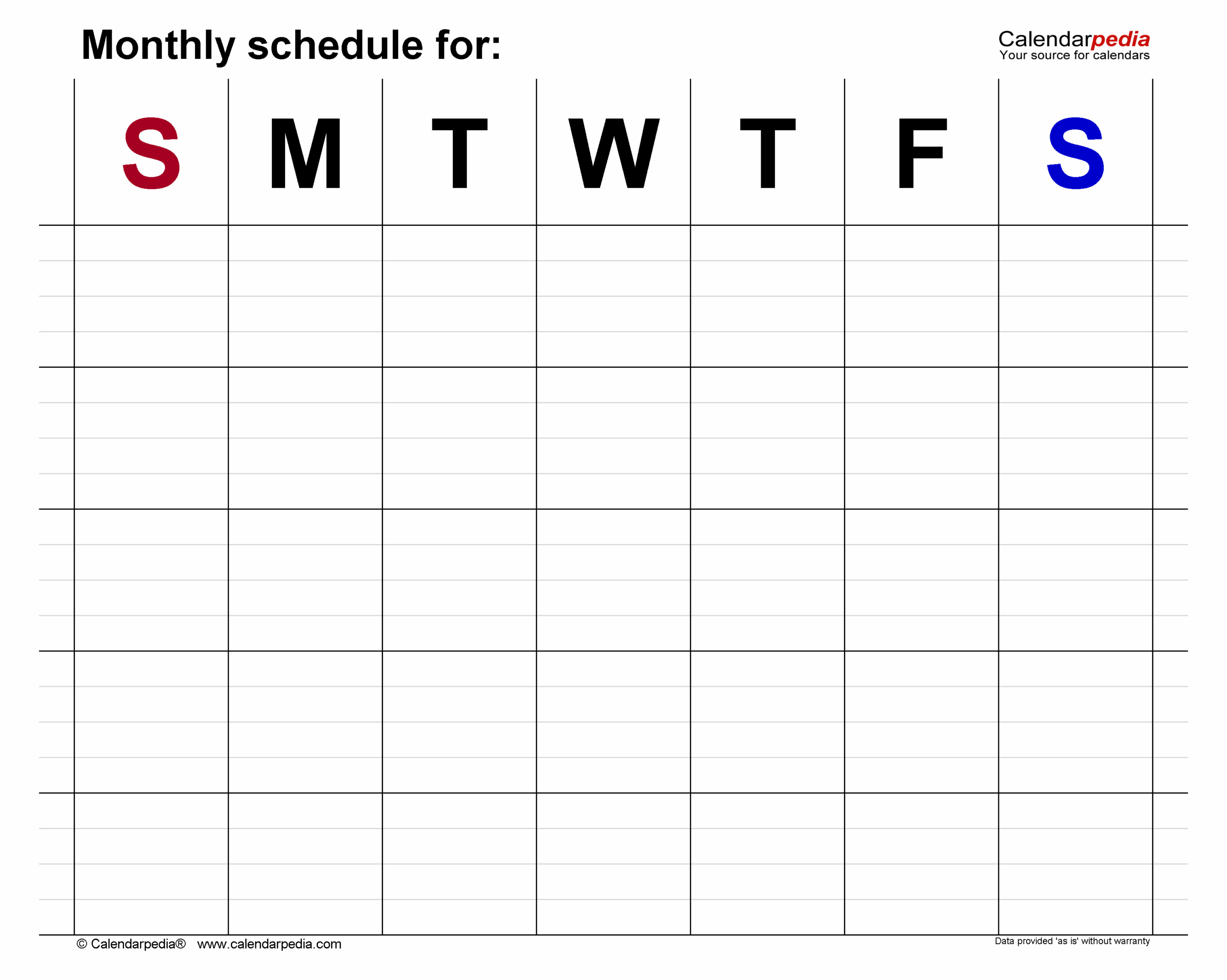 Free Monthly Schedules In PDF Format 22 Templates
