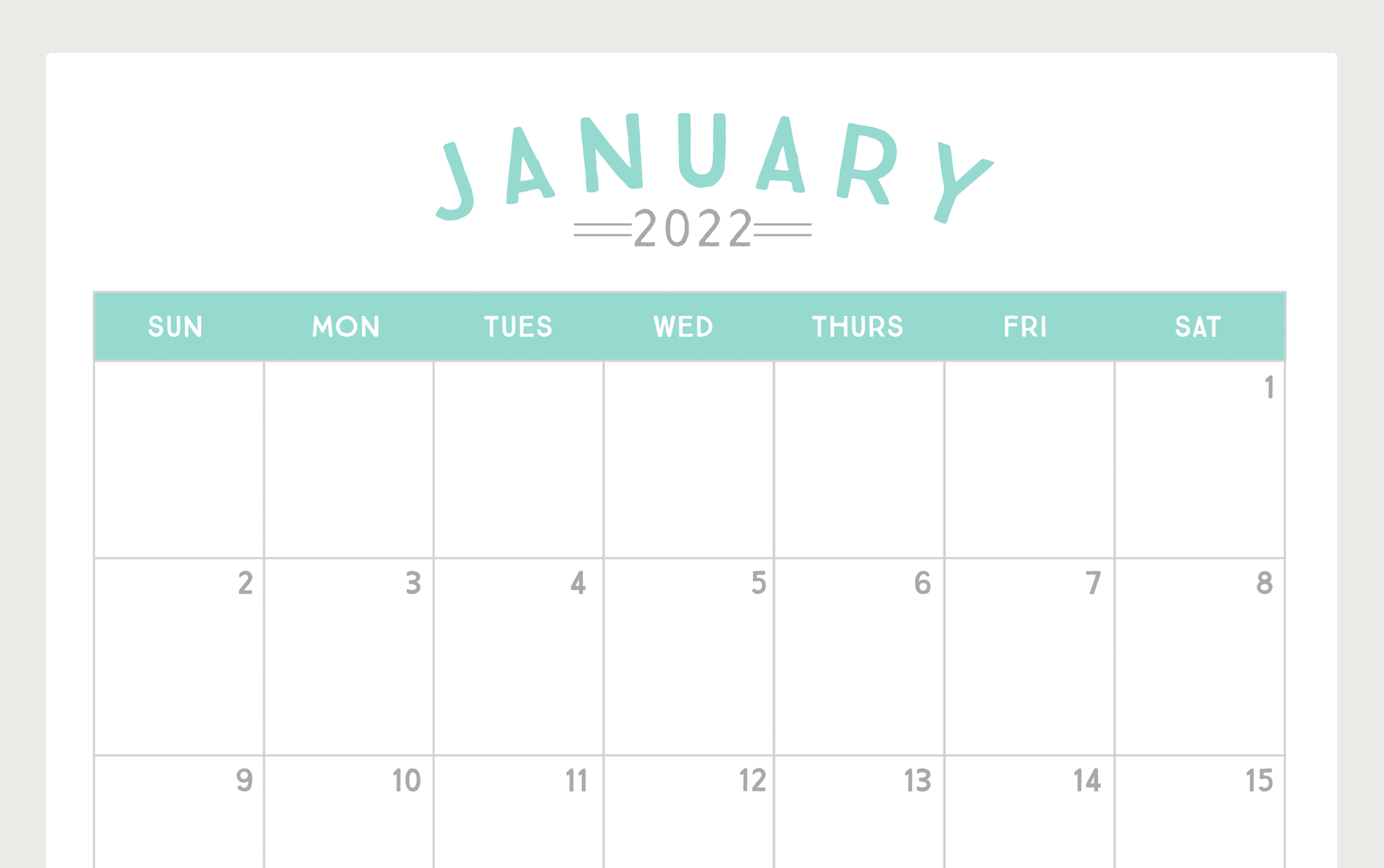 Free Printable 2022 Calendar