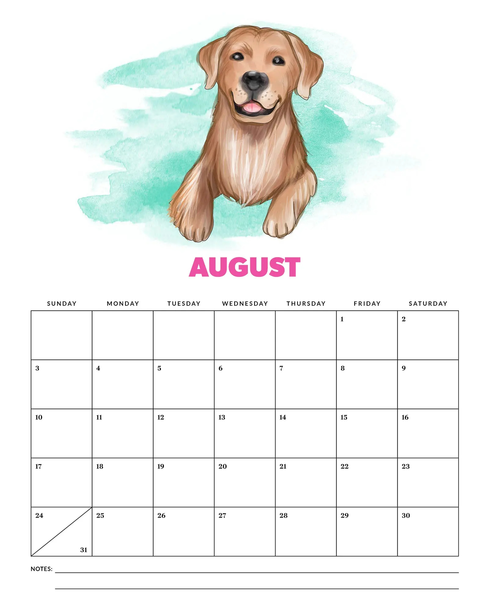 Free Printable 2025 Cute Dog Calendar The Cottage Market