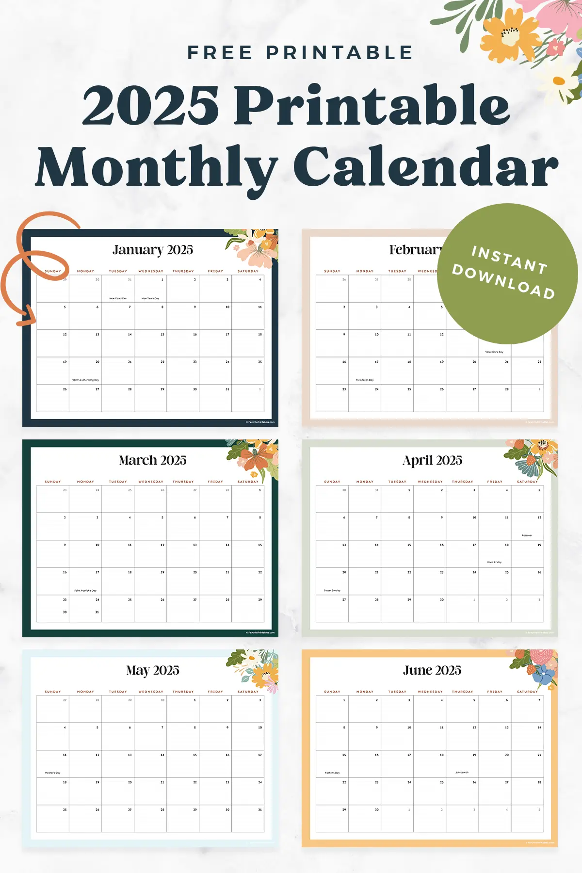 Free Printable 2025 Printable Calendar With Holidays Favorite Printables Free Printable 2025 Printable Calendar With Holidays Favorite Printables