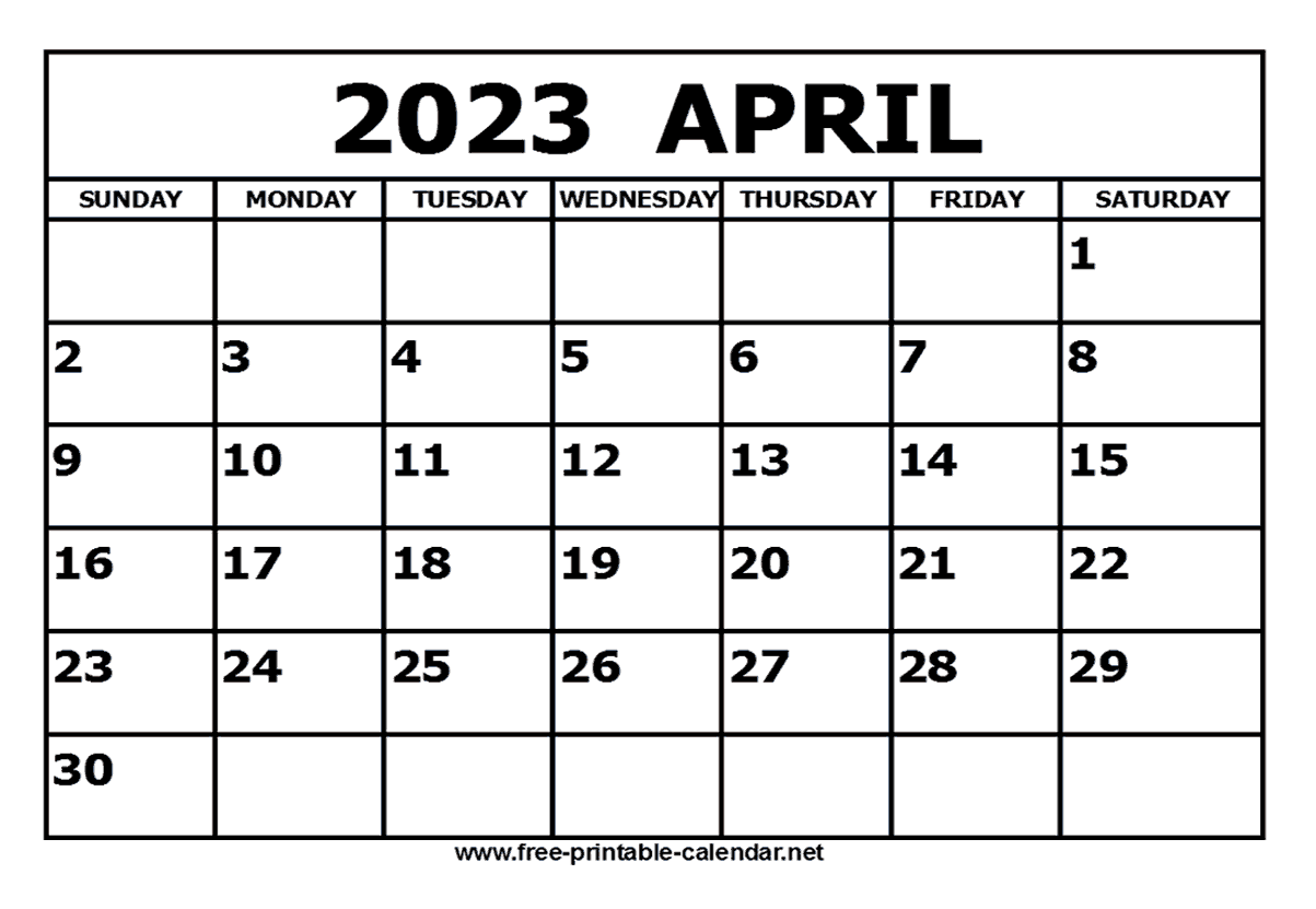 April Calendar Free Printable