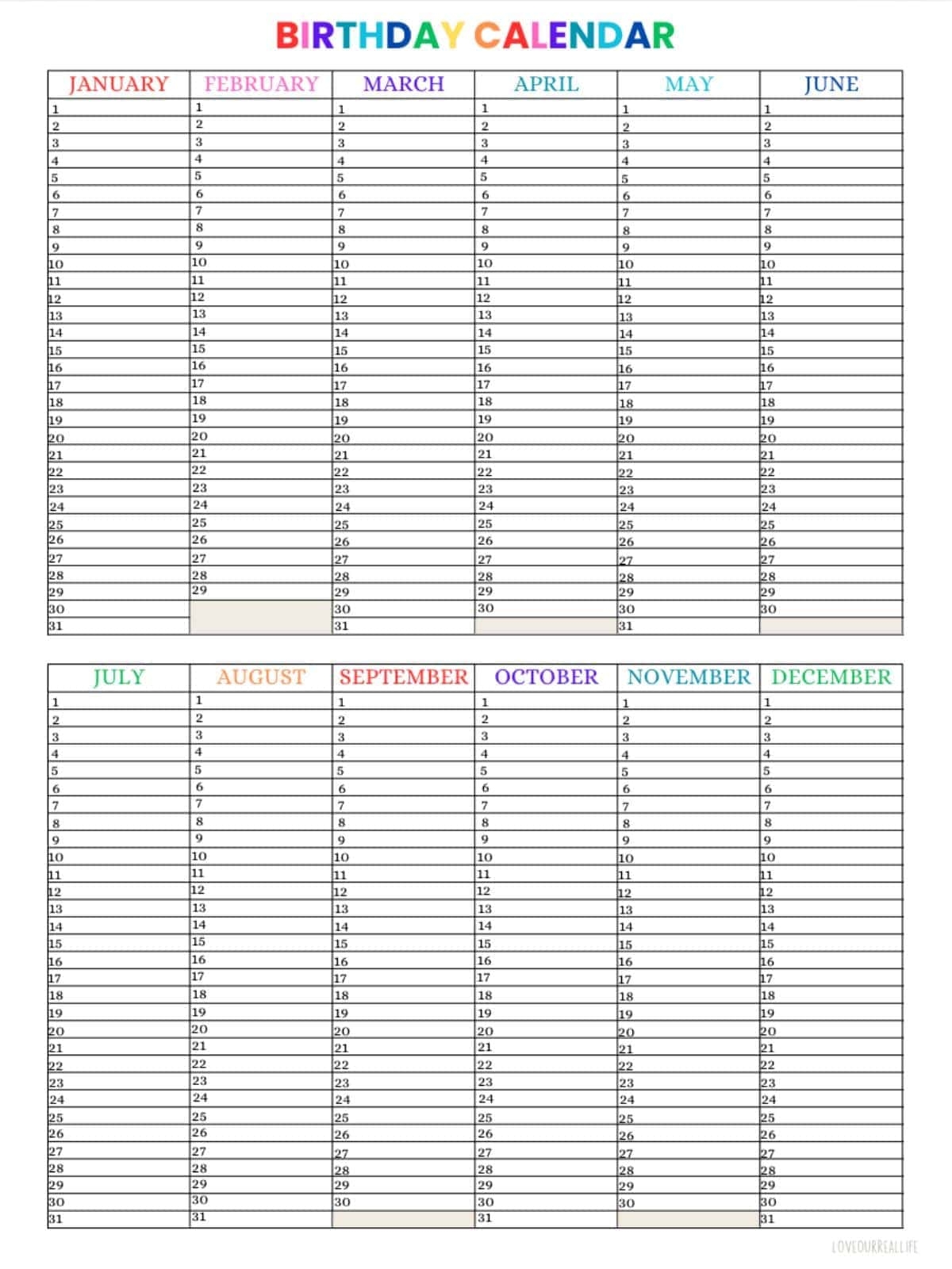 Free Printable Birthday Calendar Template Stay Organized Year Round Love Our Real Life Free Printable Birthday Calendar Template Stay Organized Year Round Love Our Real Life