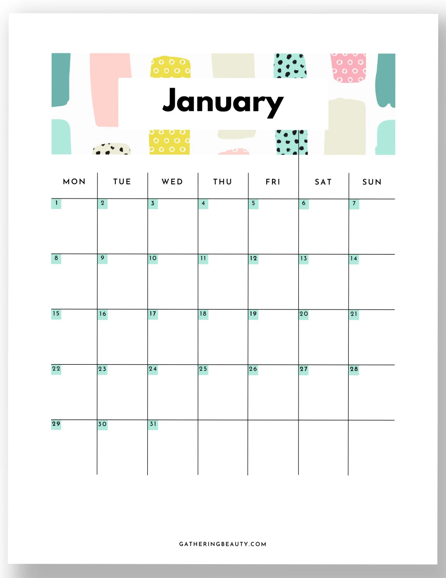 Mini Binder Calendar Printable