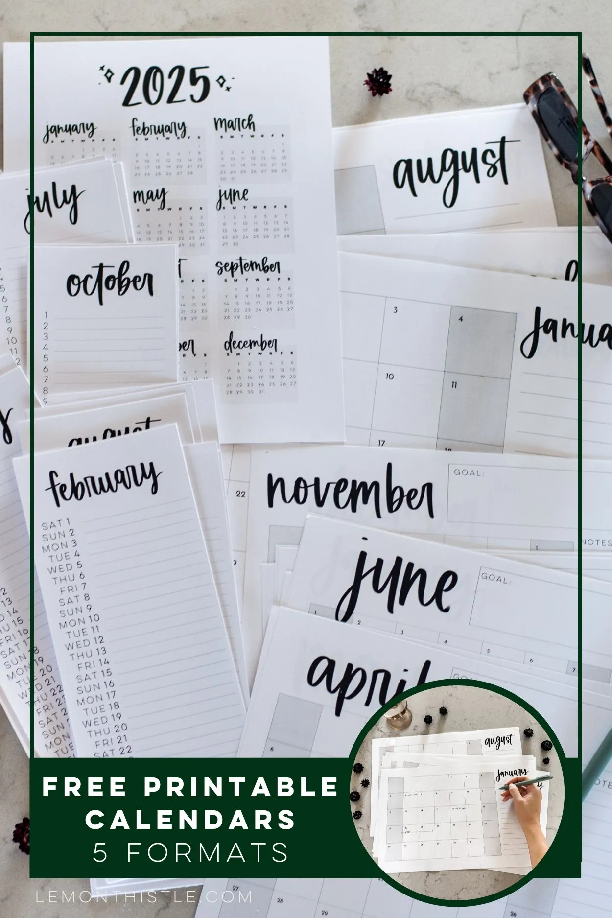 Free Printable Large Font Monthly Calendar 2025