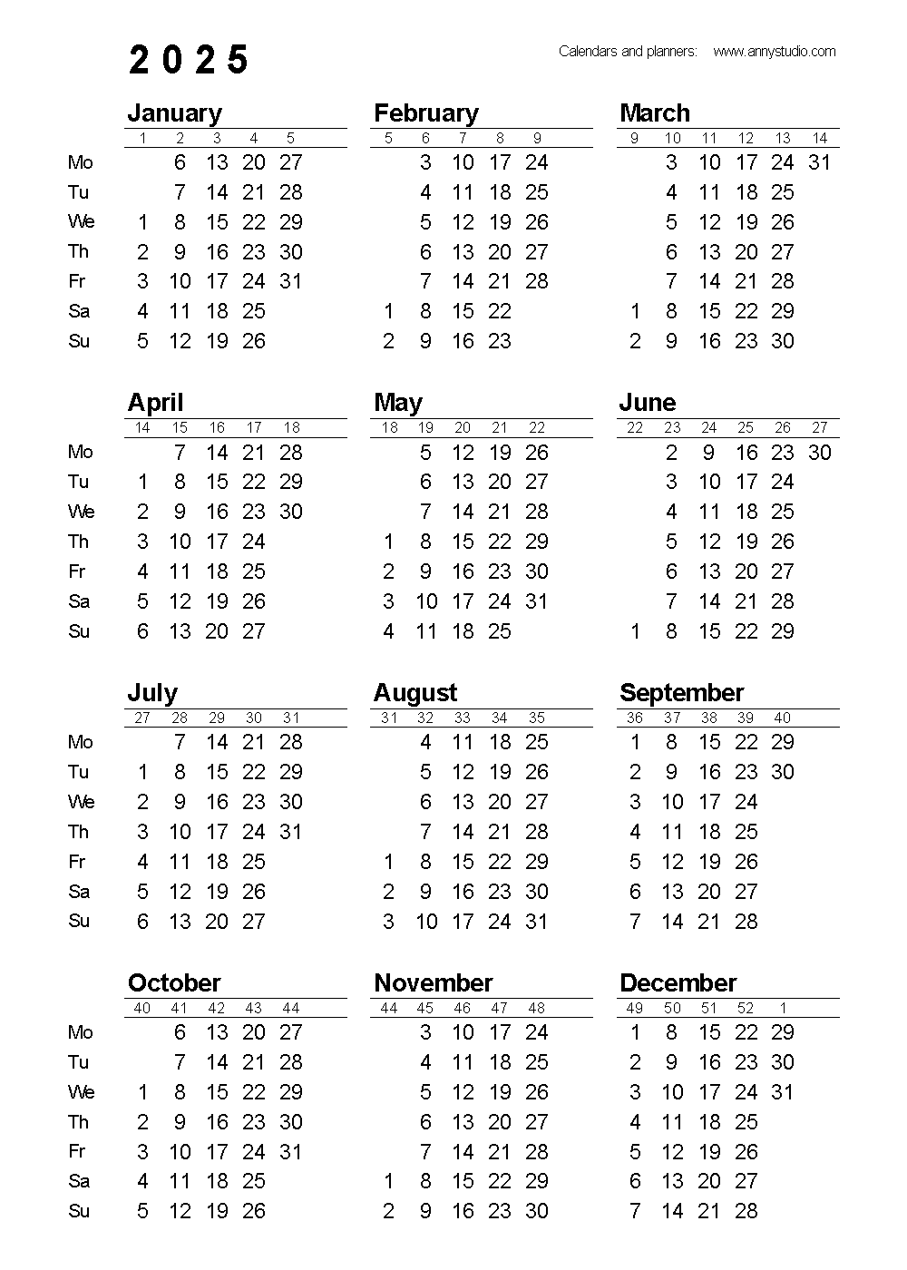 Printable 2025 Calendar By Month With Preview Printable 2025 Calendar By Month With Preview
