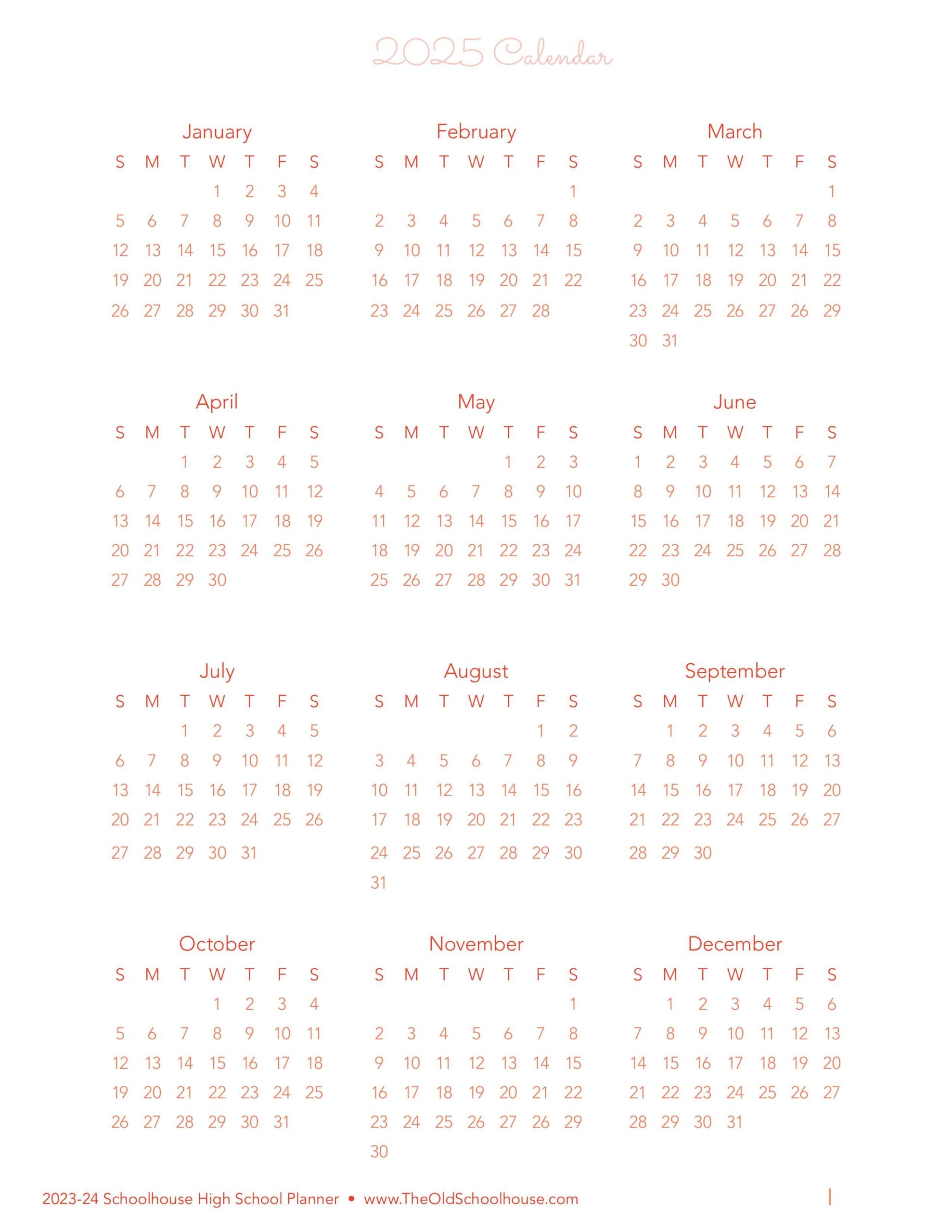 Calendar 25-26 Printable