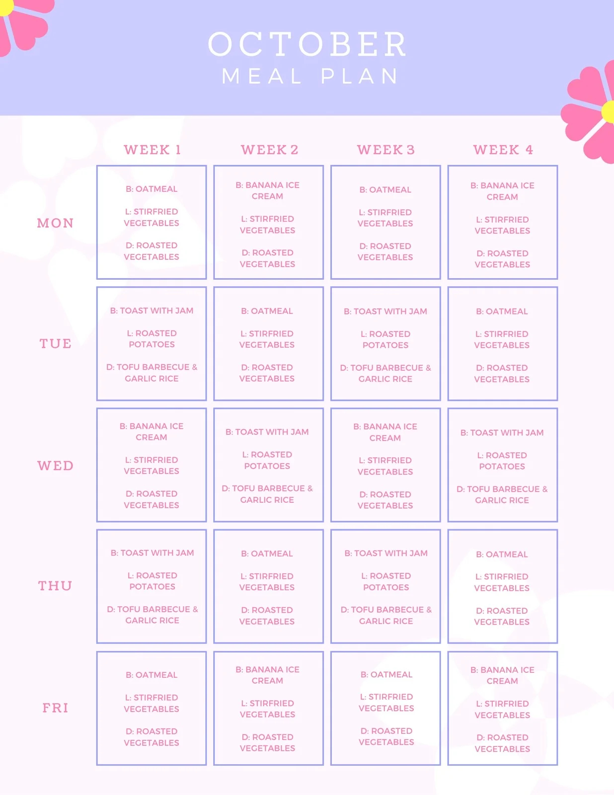 Free Printable Customizable Monthly Menu Templates Canva Free Printable Customizable Monthly Menu Templates Canva