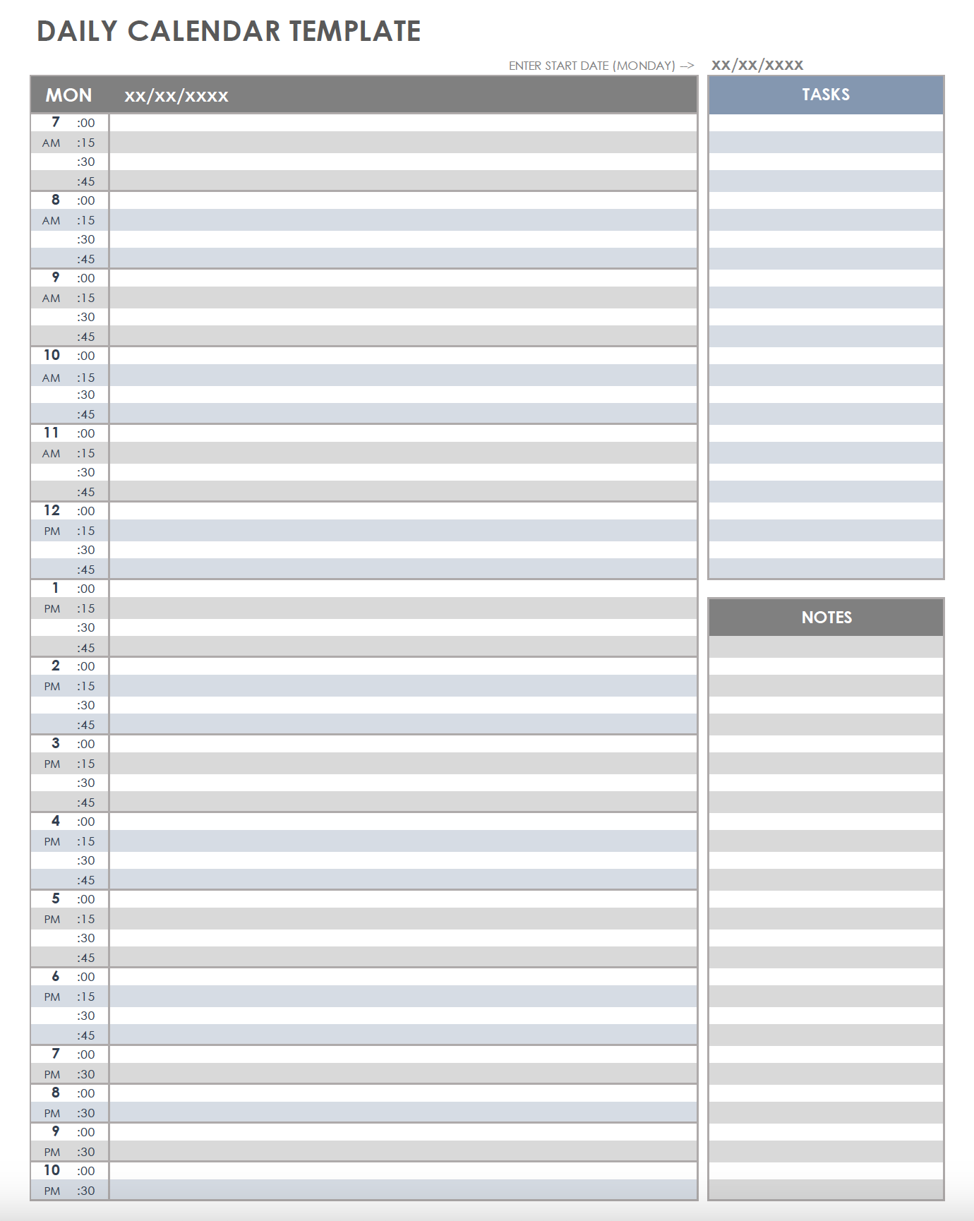 Daily Goals Calendar Printable