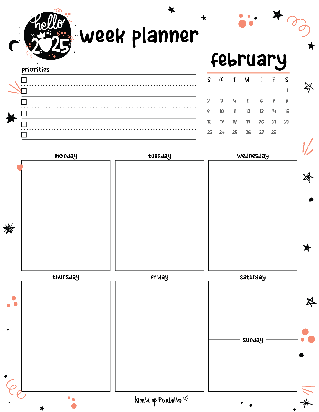 Free Printable February 2025 Planners World Of Printables