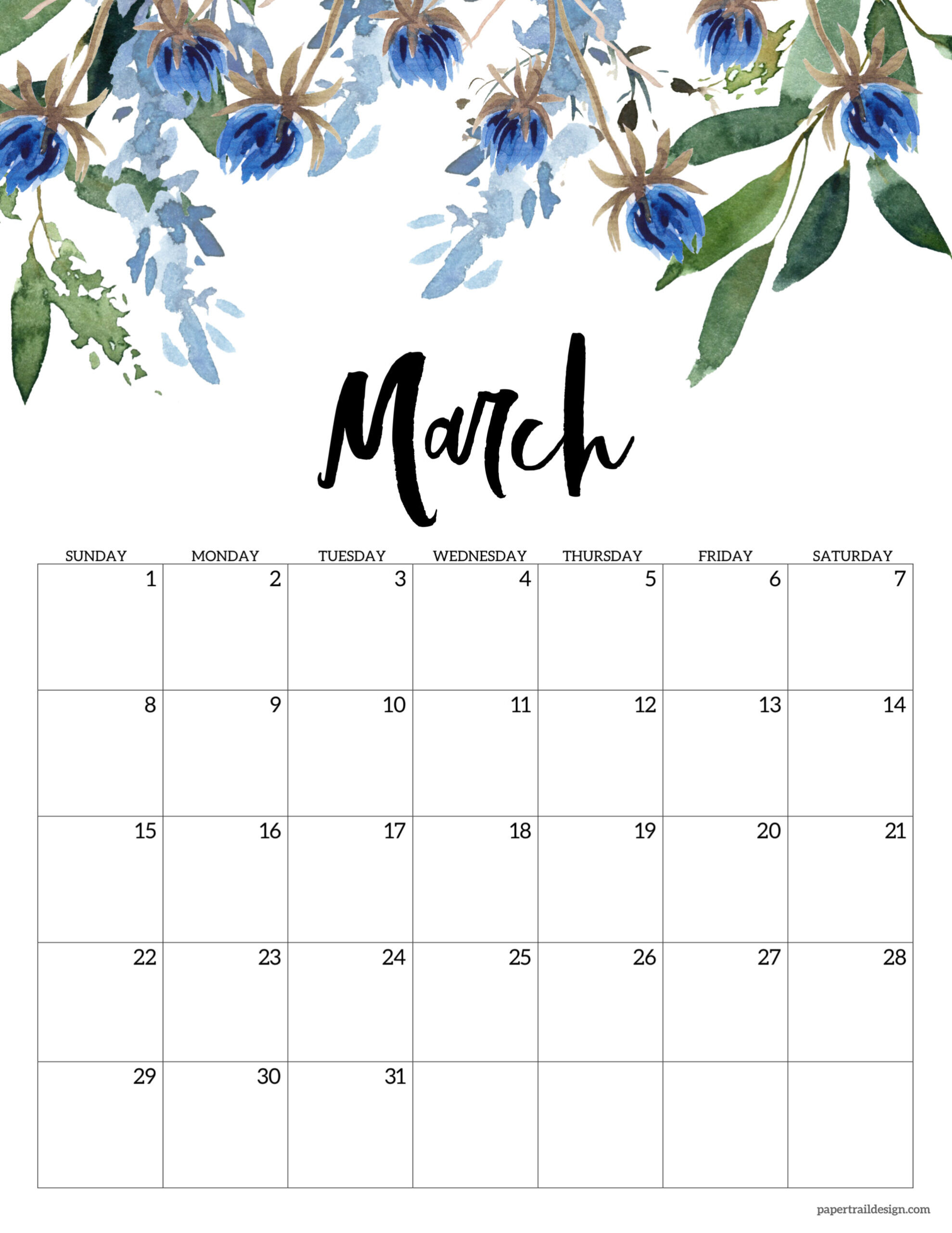 Free Printable Calendar March 2026
