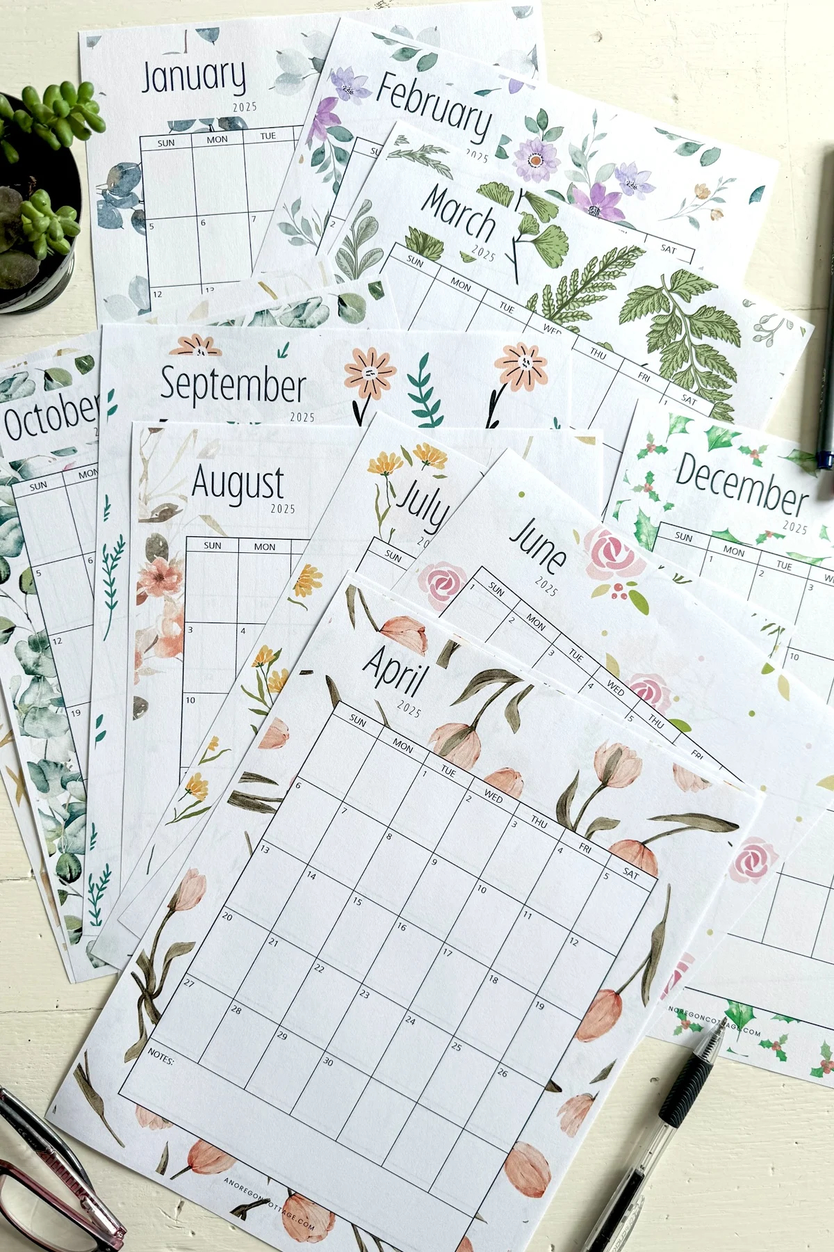 Cute 2025 Free Printable Calendar