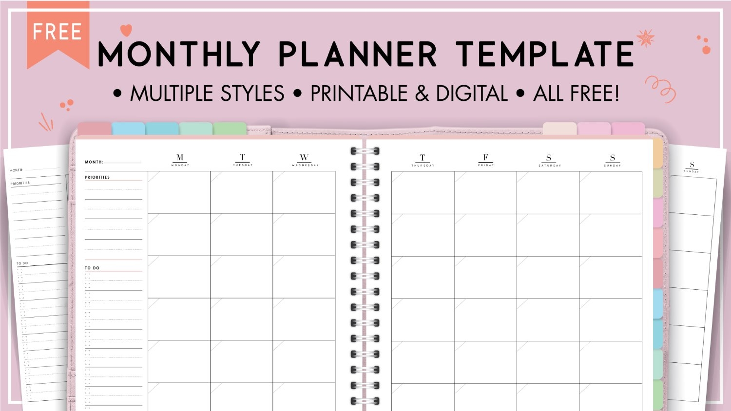 Free Fun Printable Monthly Calendar