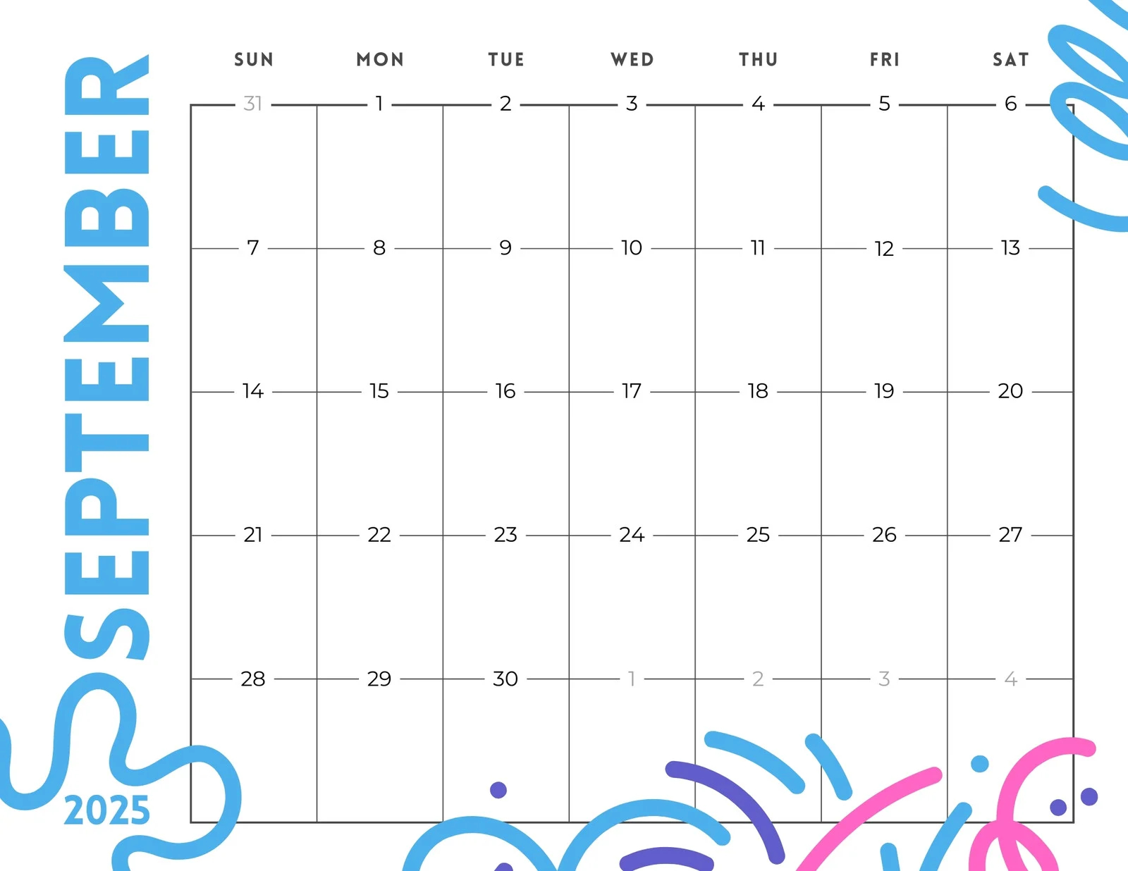 September Free Printable Calendar 2025