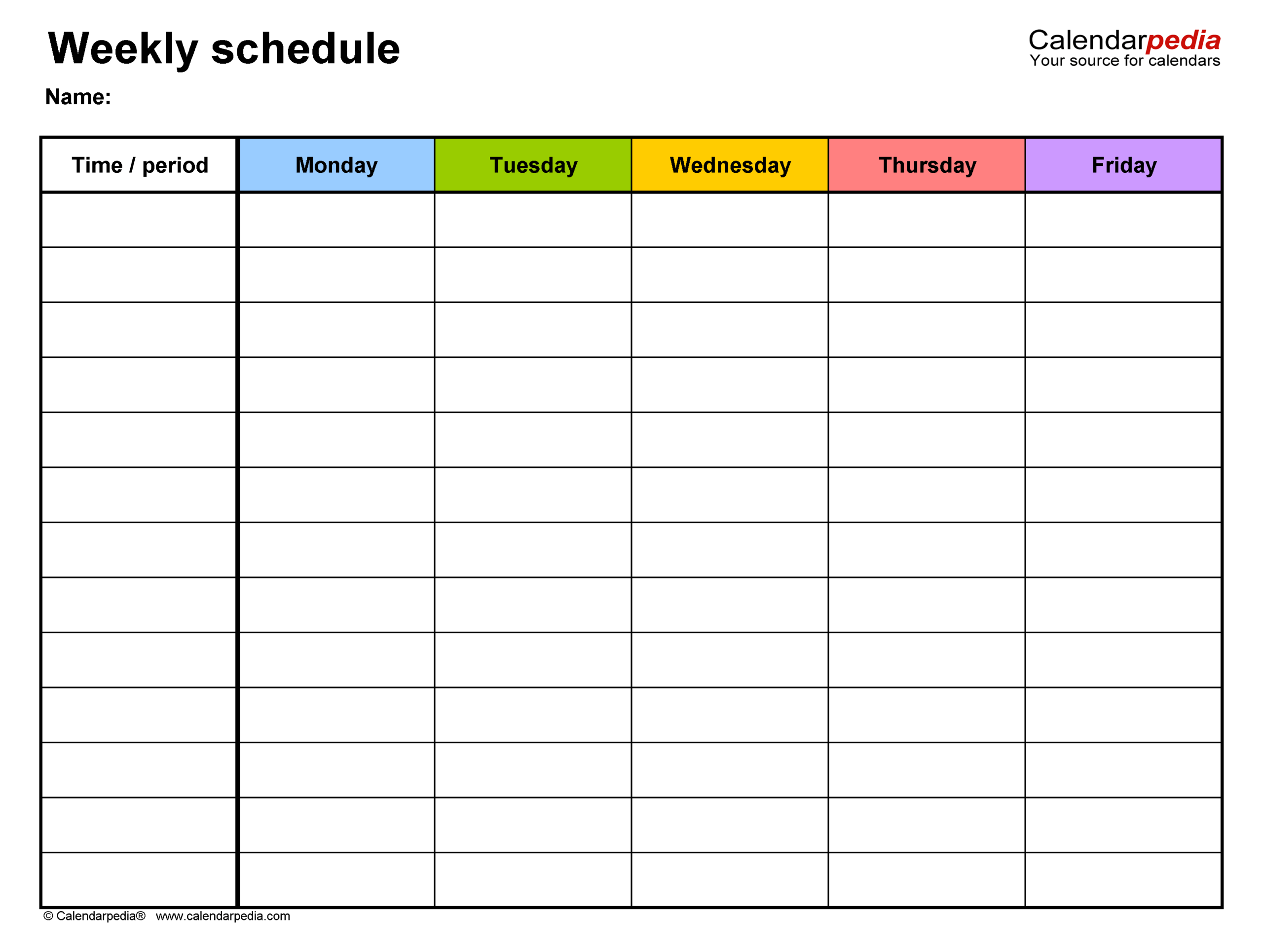 Printable Calendar With Hours
