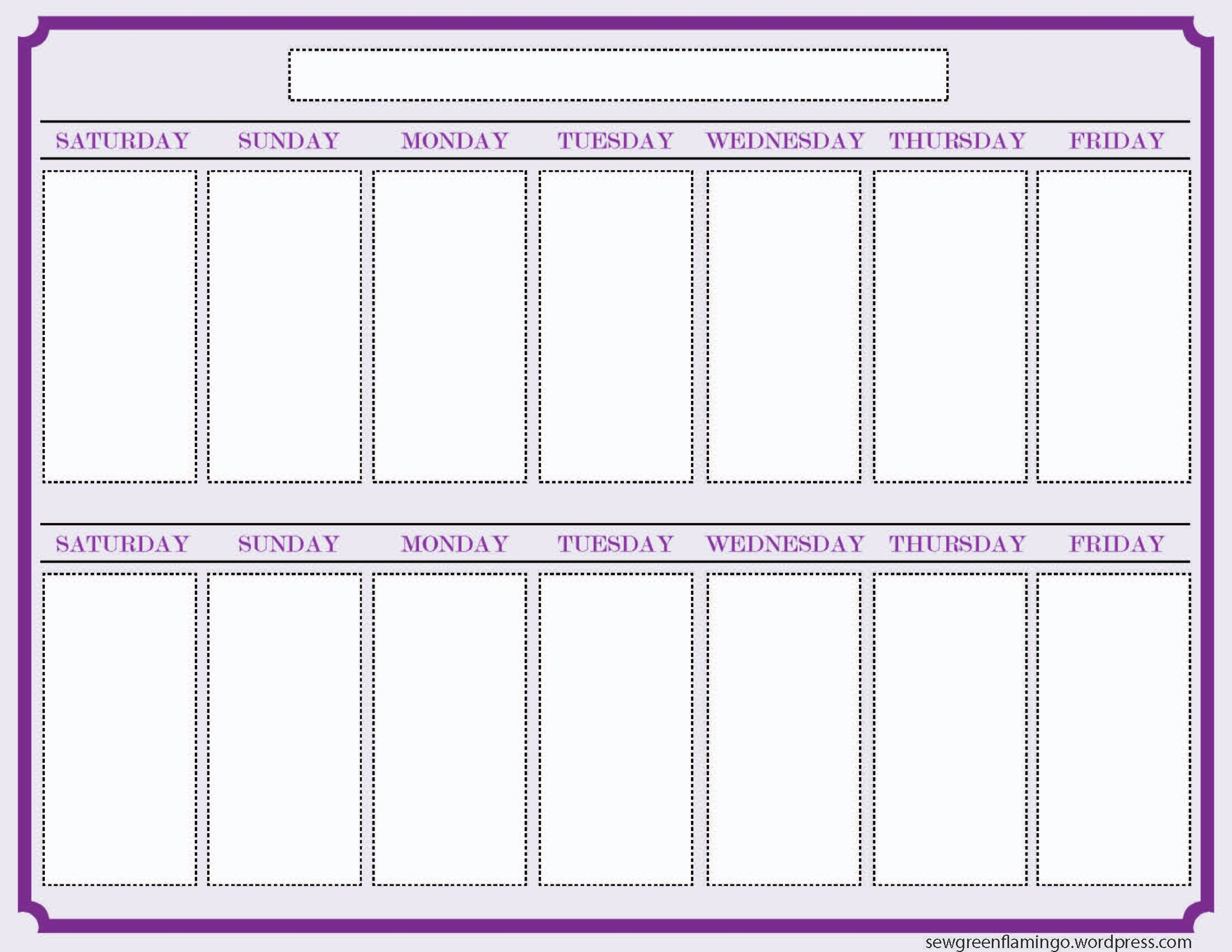 Getting Organized 2 week Planner Sew Green Flamingo