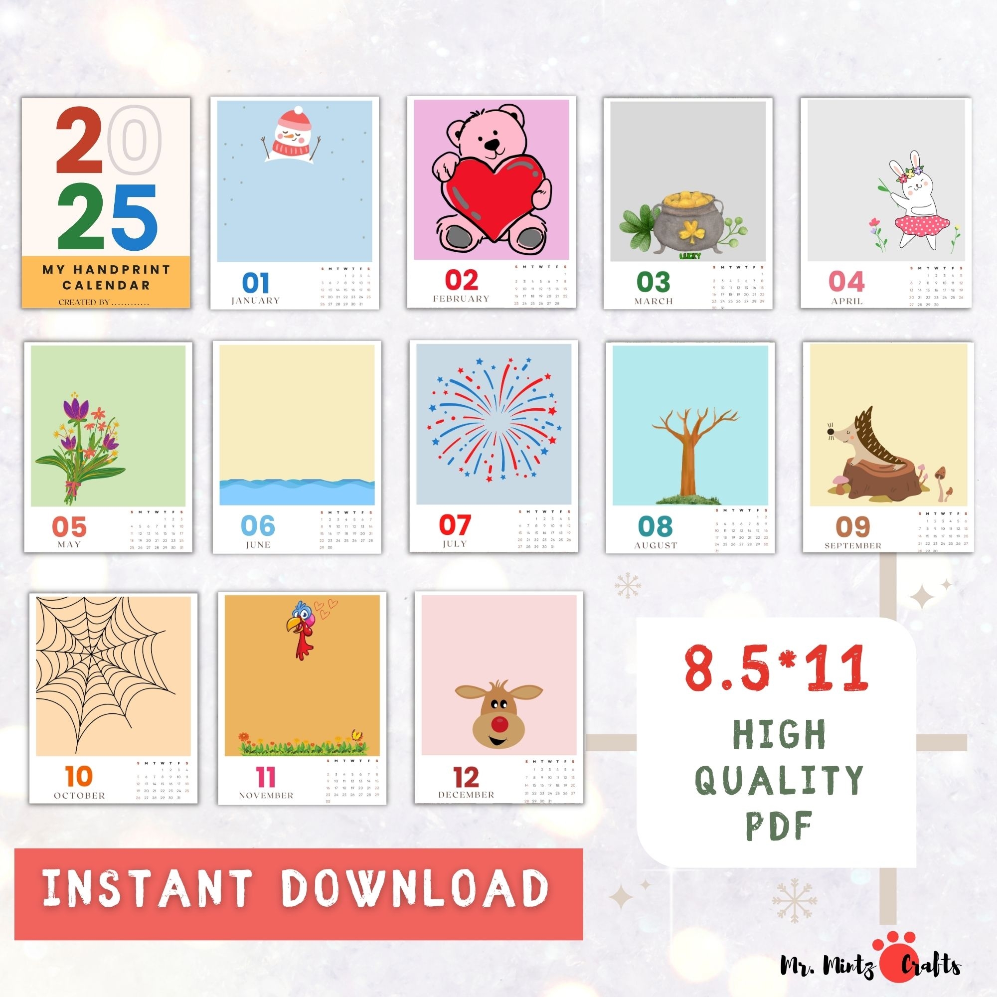Free Printable Handprint Calendar 2025