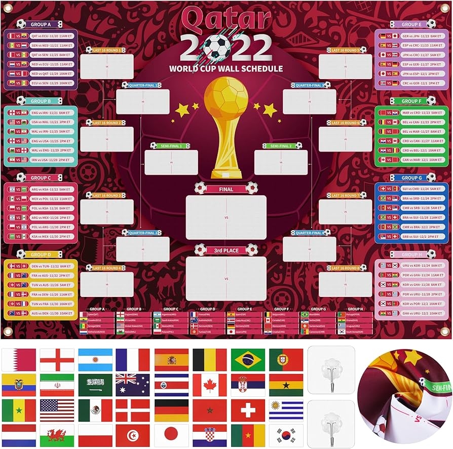 Hiwooii Qatar Football World Cup 2022 Wall Plan Football Calendar Worksheets Library