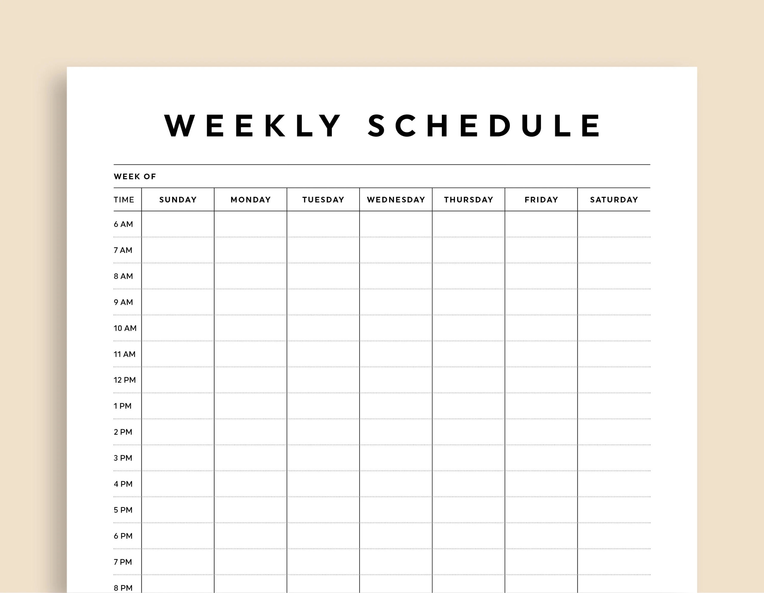 Hourly Weekly Planner Printable 24 Hour Schedule PDF Download Etsy