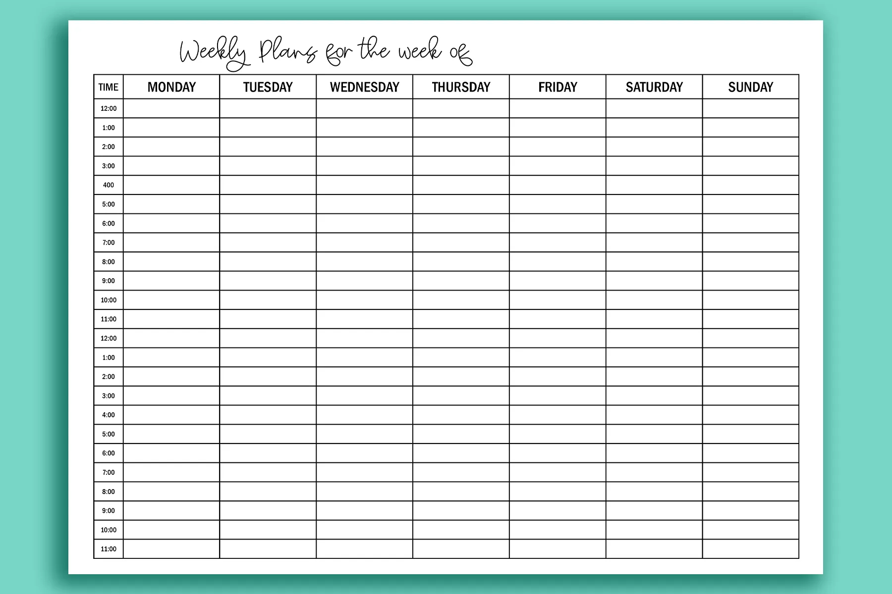 Hourly Weekly Planner Productivity Planner Tips