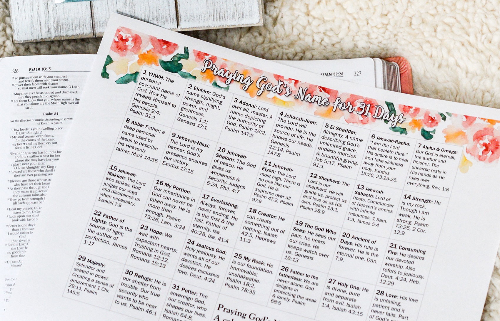 Free Printable Psalm Praying Calendar