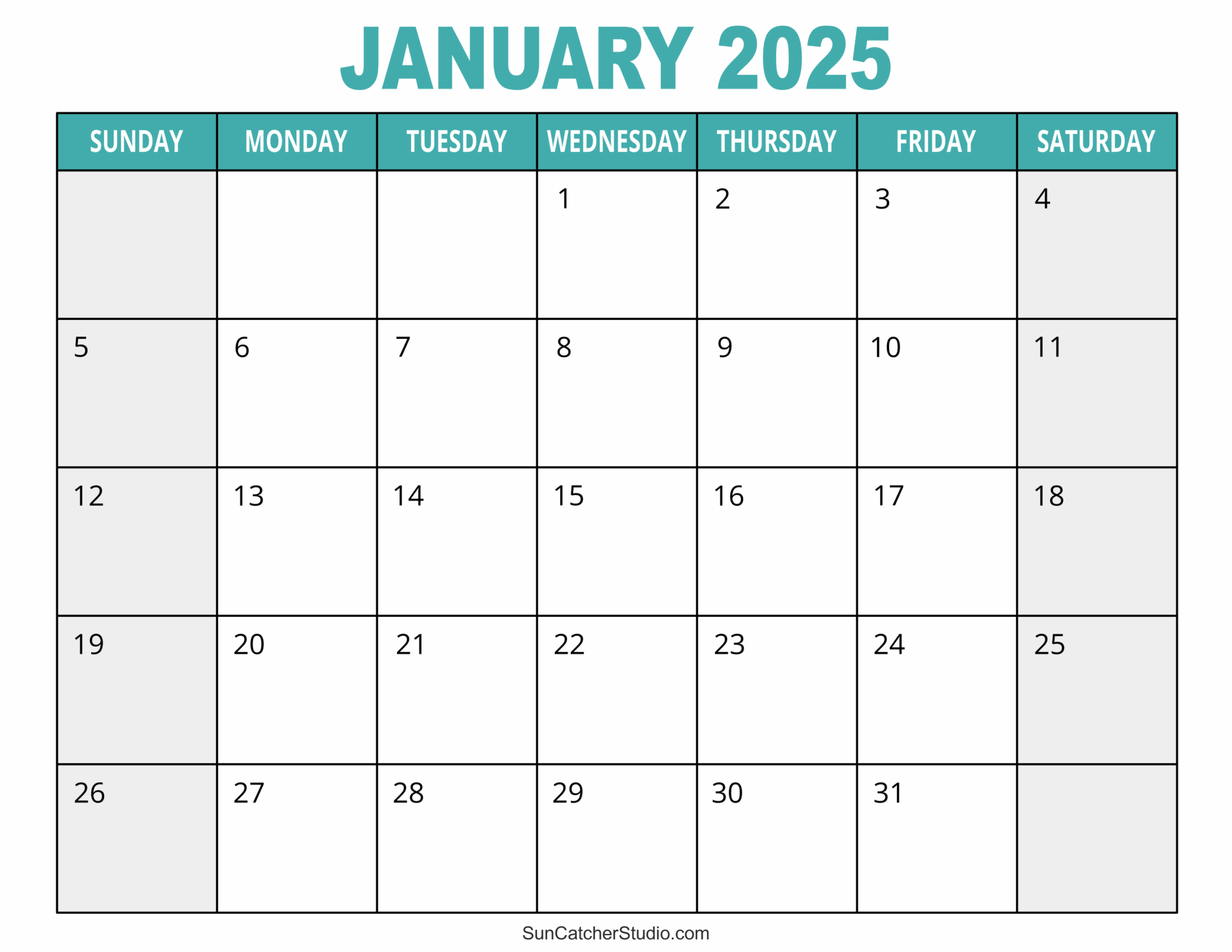 Free Printable Calendar Year 2025