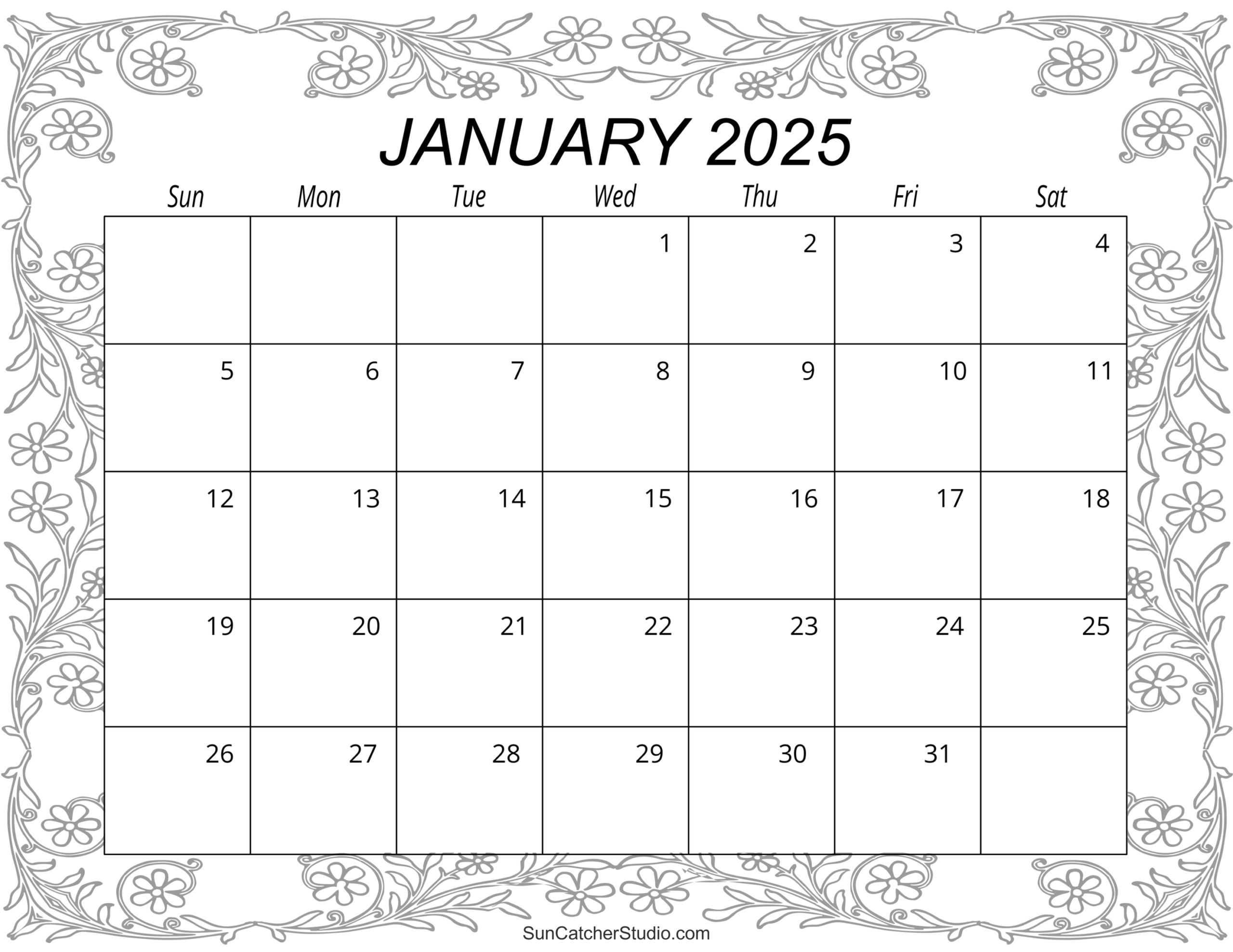 2025 Printable Monthly Calendar Word