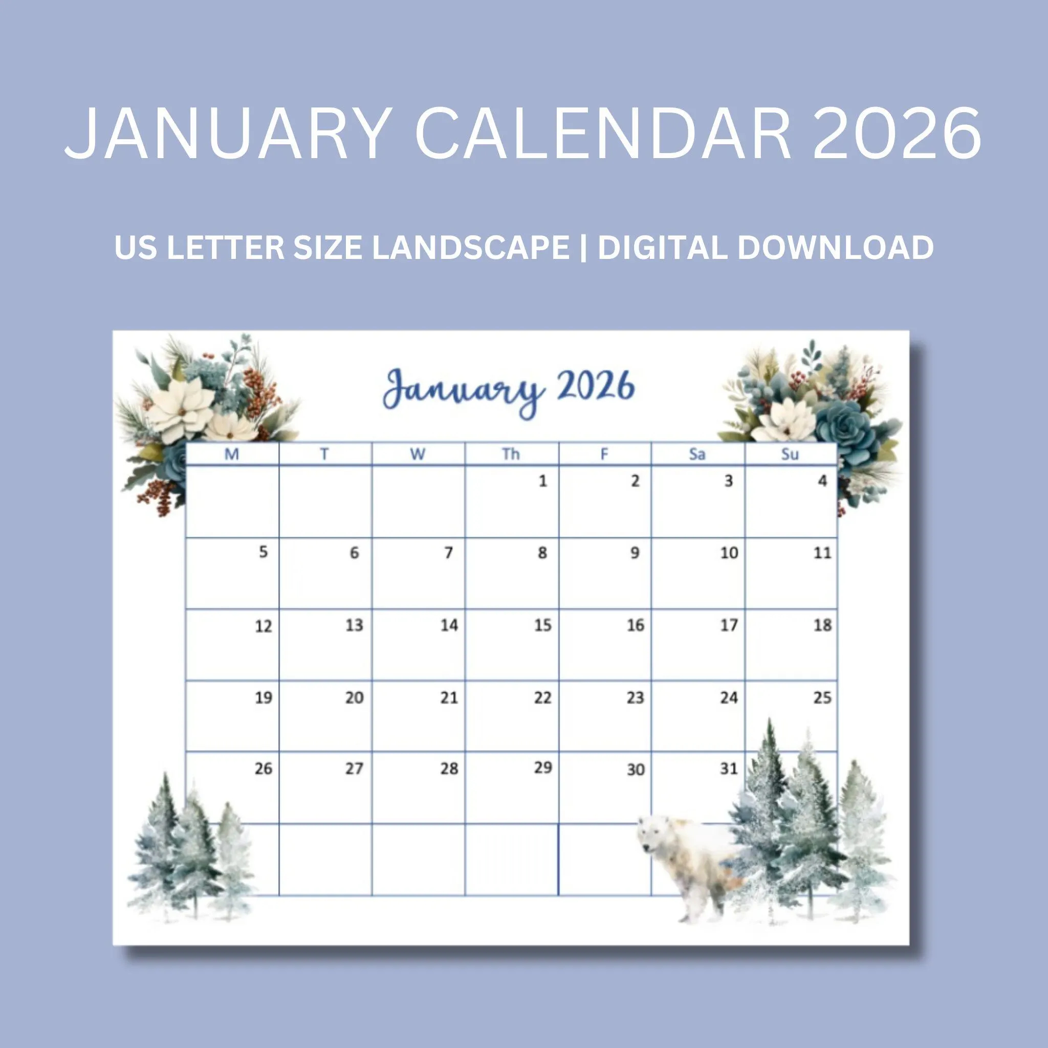 January 2026 Calendar Printable
