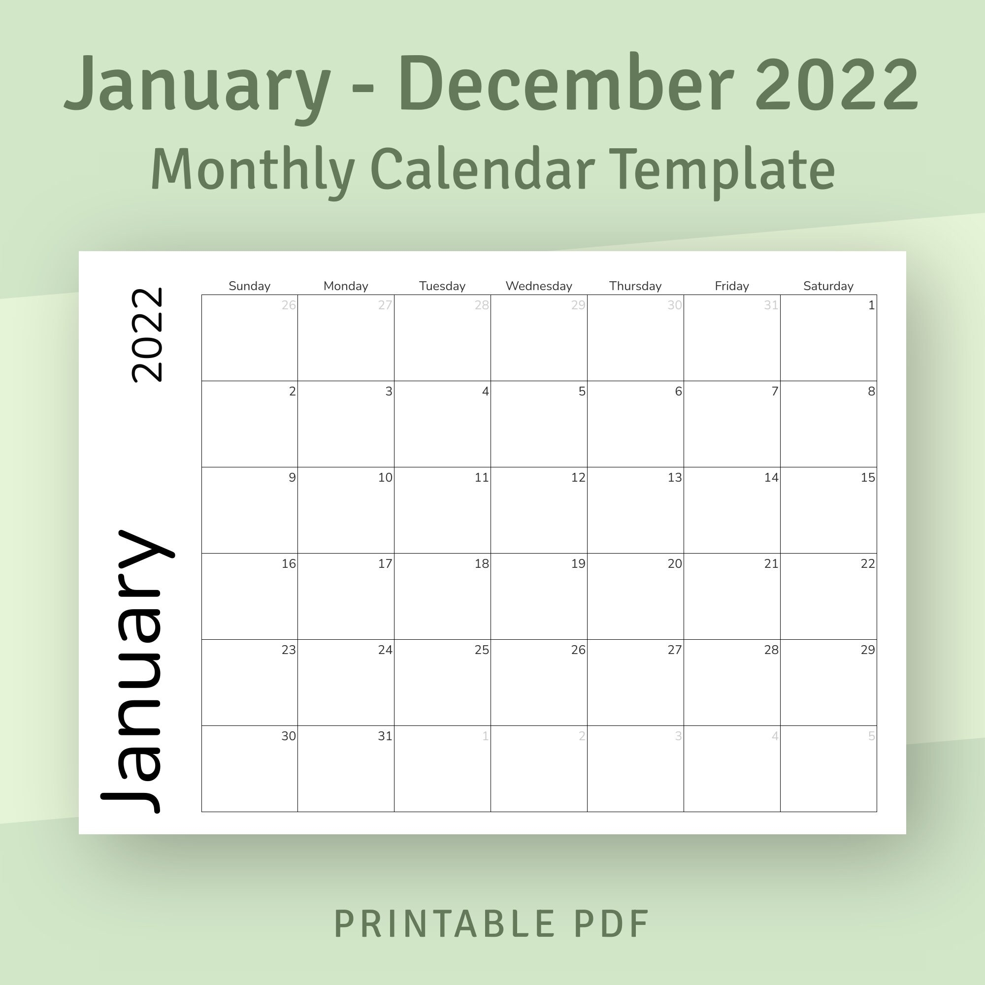 December January Printable Calendar